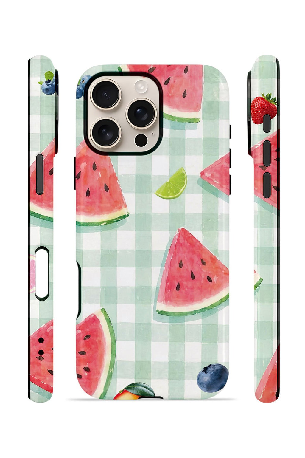 iPhone 16 Pro Max Vorian Çift Katmanlı MagSafe Kılıf Watermelon Picnic Gingham