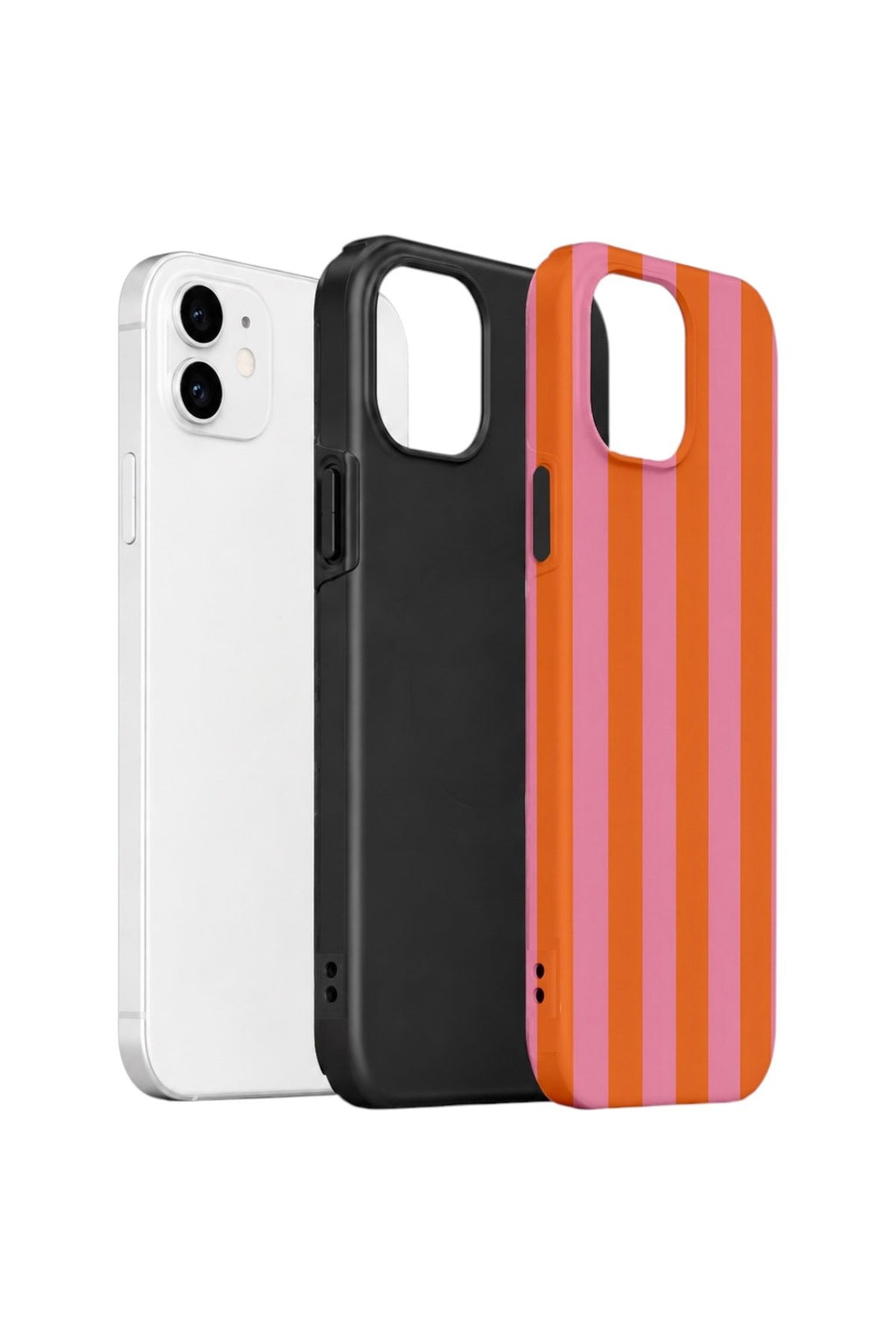 iPhone 12 Vorian Çift Katmanlı Kılıf Tangerine Rose Stripe