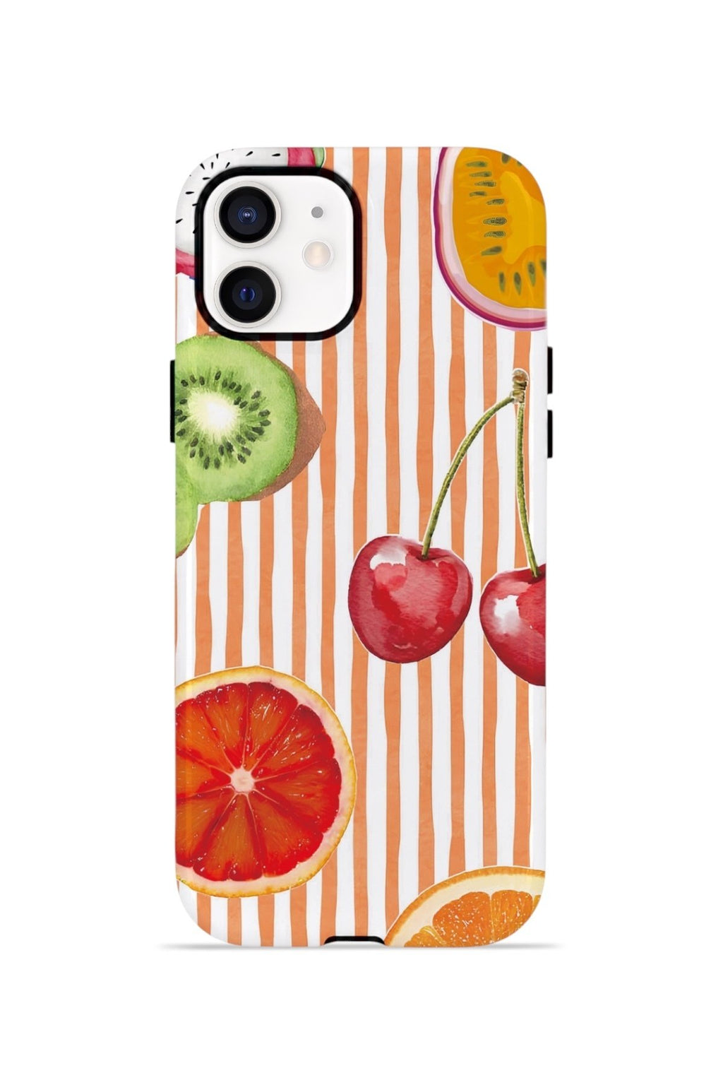 iPhone 12 Vorian Çift Katmanlı Kılıf Tutti Frutti Stripe