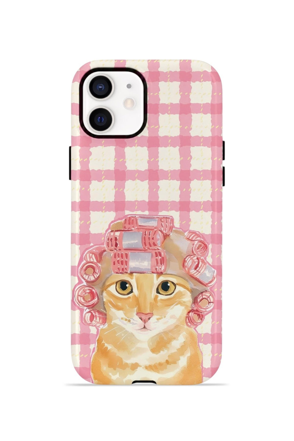 iPhone 12 Vorian Çift Katmanlı Kılıf Pink Picnic Cat