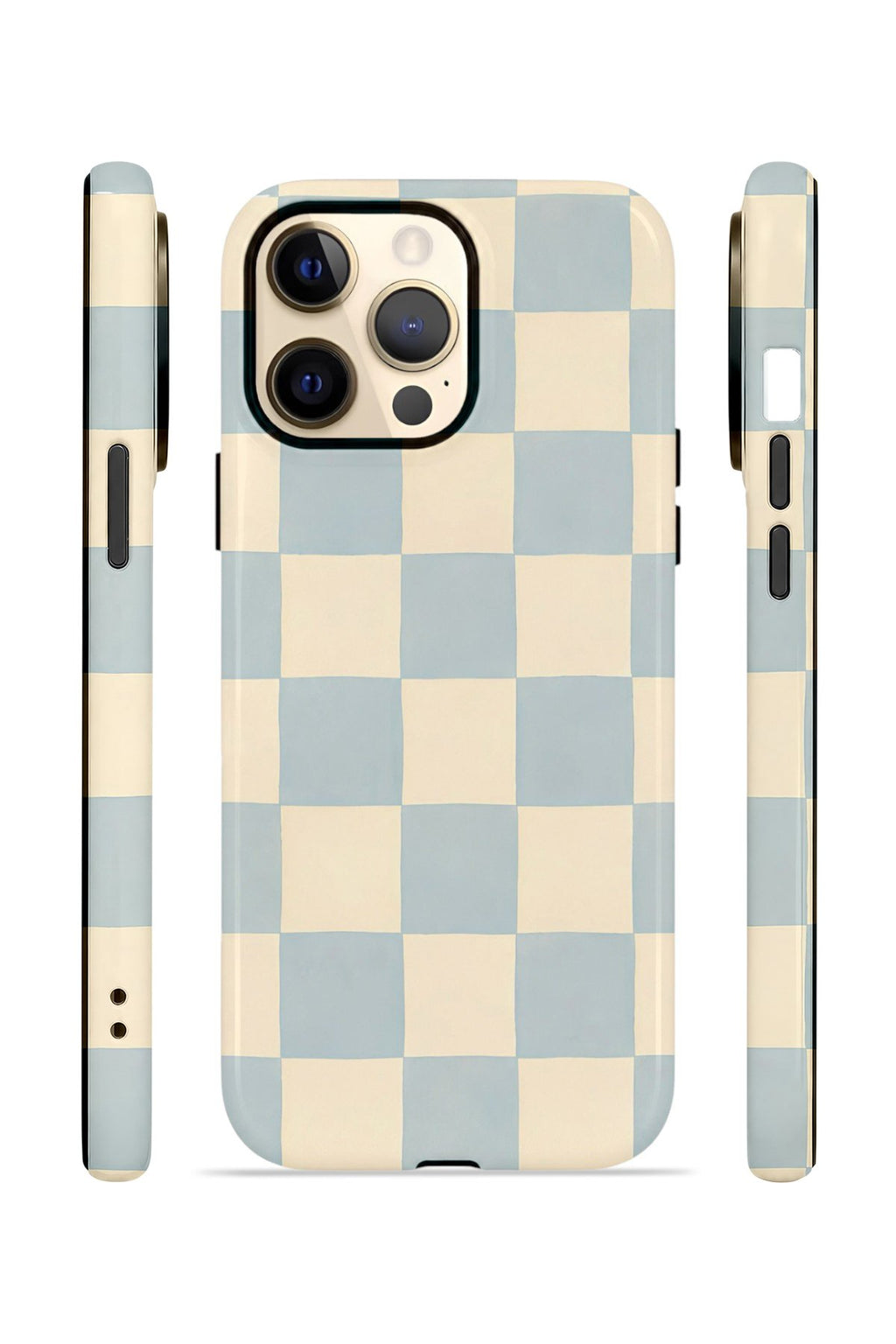 iPhone 14 Pro Max Vorian Çift Katmanlı Kılıf Powder Blue Checker