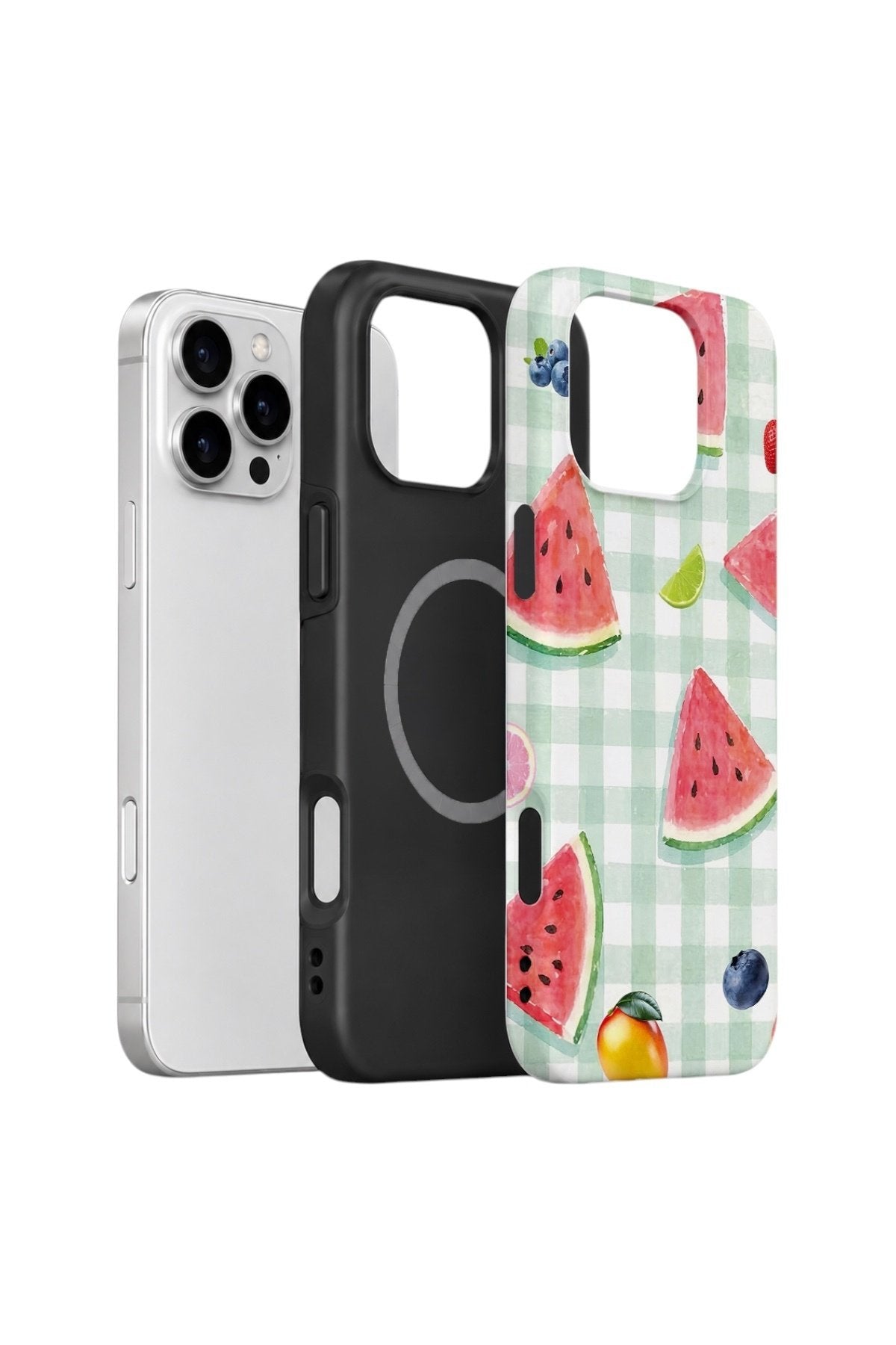 iPhone 16 Pro Max Vorian Çift Katmanlı MagSafe Kılıf Watermelon Picnic Gingham