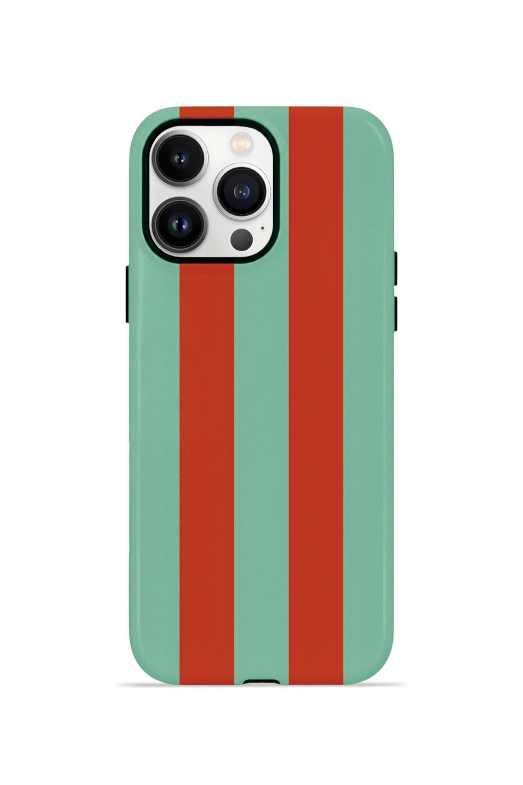 iPhone 14 Pro Vorian Çift Katmanlı MagSafe Kılıf Terracotta Mint Stripe
