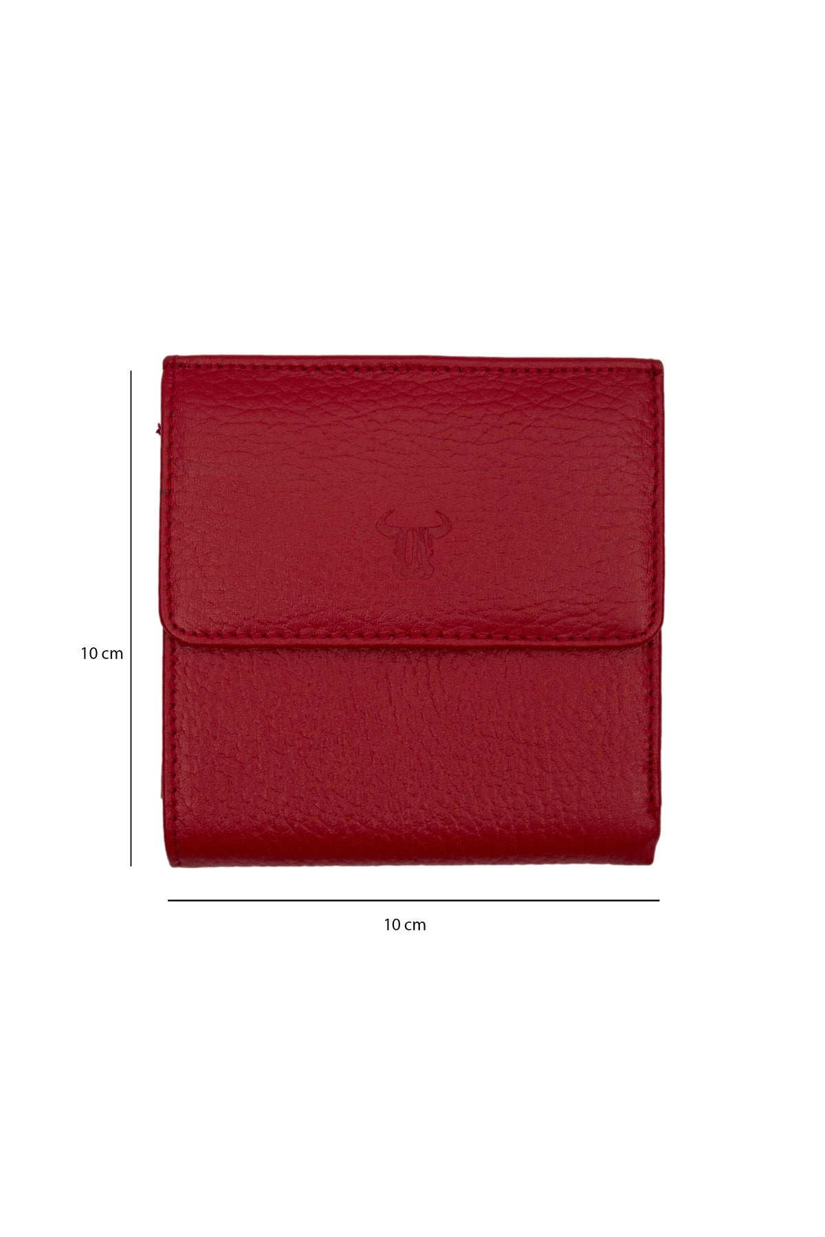 Kırmızı Bozuk Para Gözlü Hakiki Deri Mini Unisex Cüzdan Kartlık