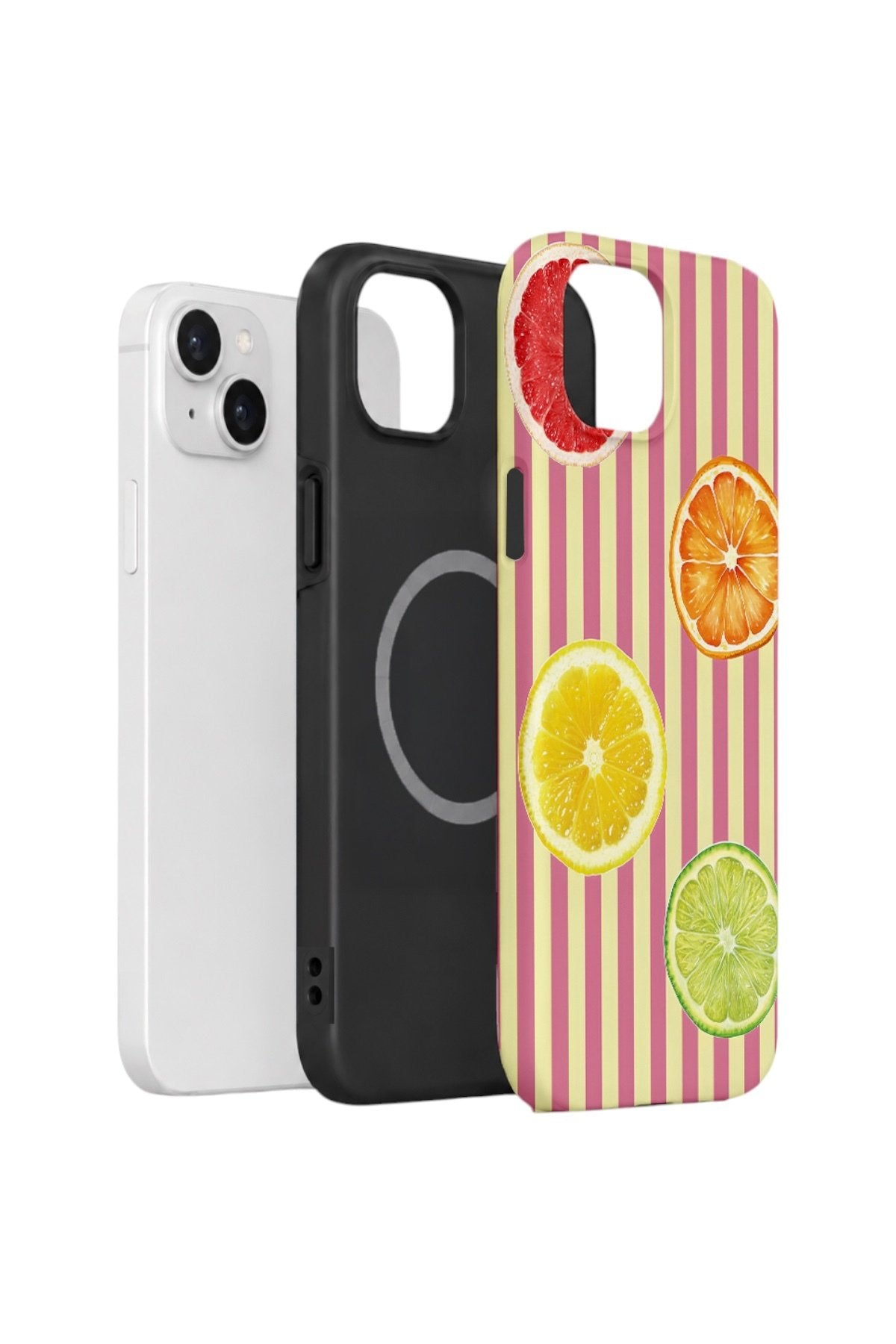 iPhone 14 Vorian Çift Katmanlı MagSafe Kılıf Citrus Fiesta Stripe
