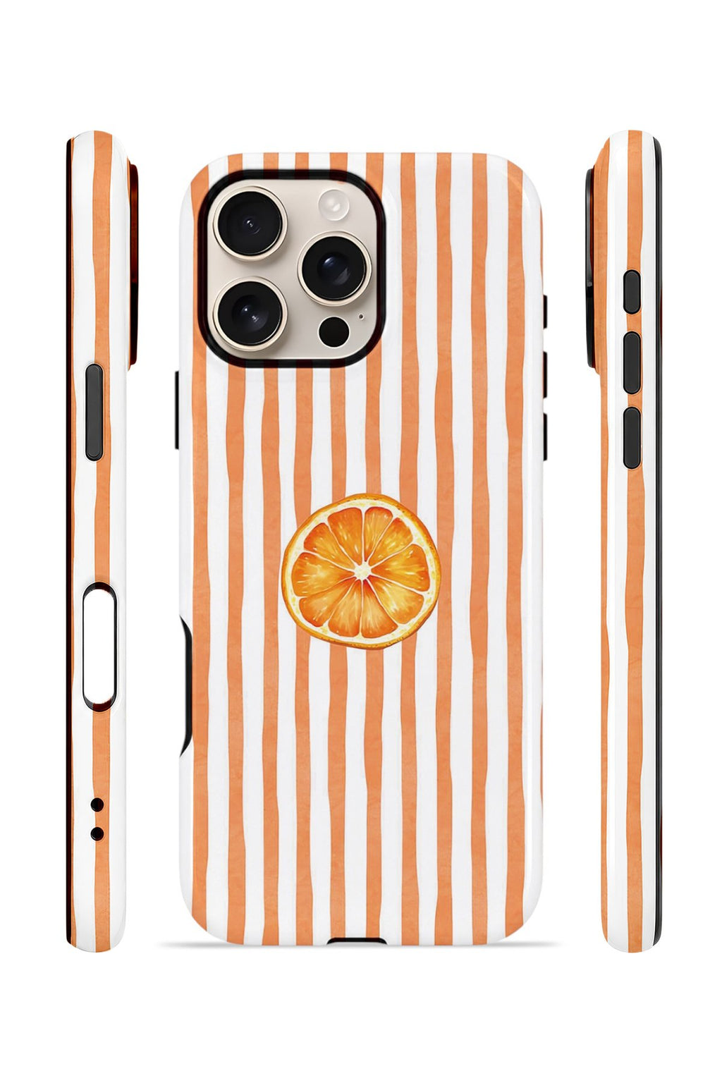 iPhone 16 Pro Vorian Çift Katmanlı MagSafe Kılıf Orange Slice Stripe