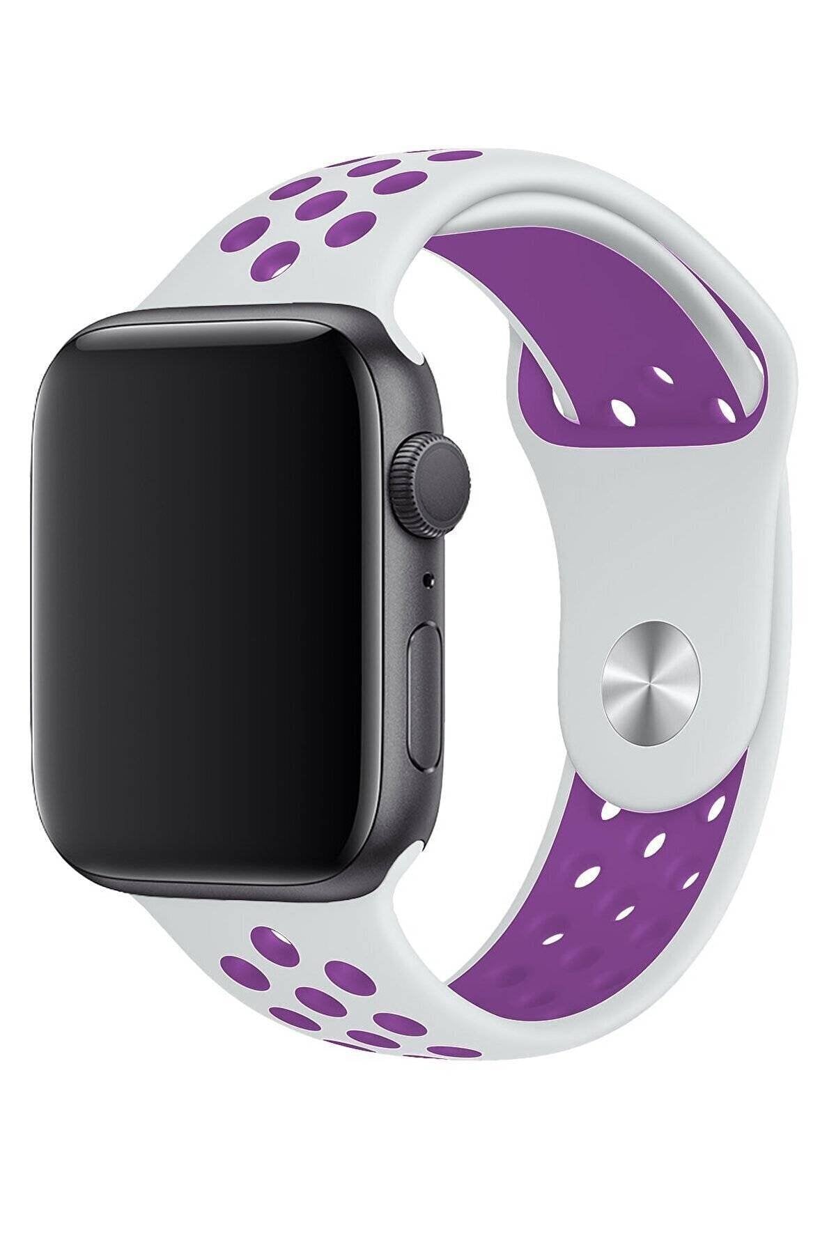 Apple Watch Series Fileli Kordon Beyaz-Mor