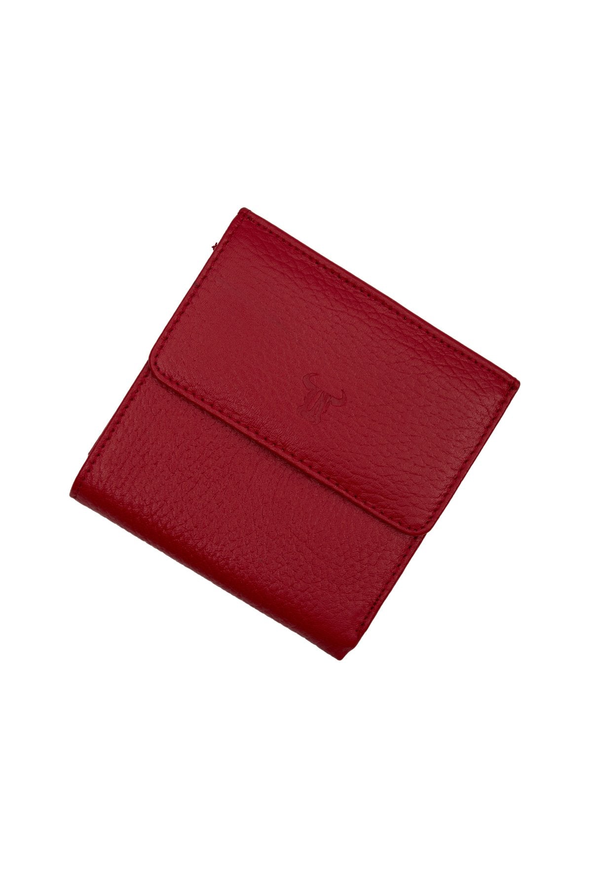 Kırmızı Bozuk Para Gözlü Hakiki Deri Mini Unisex Cüzdan Kartlık