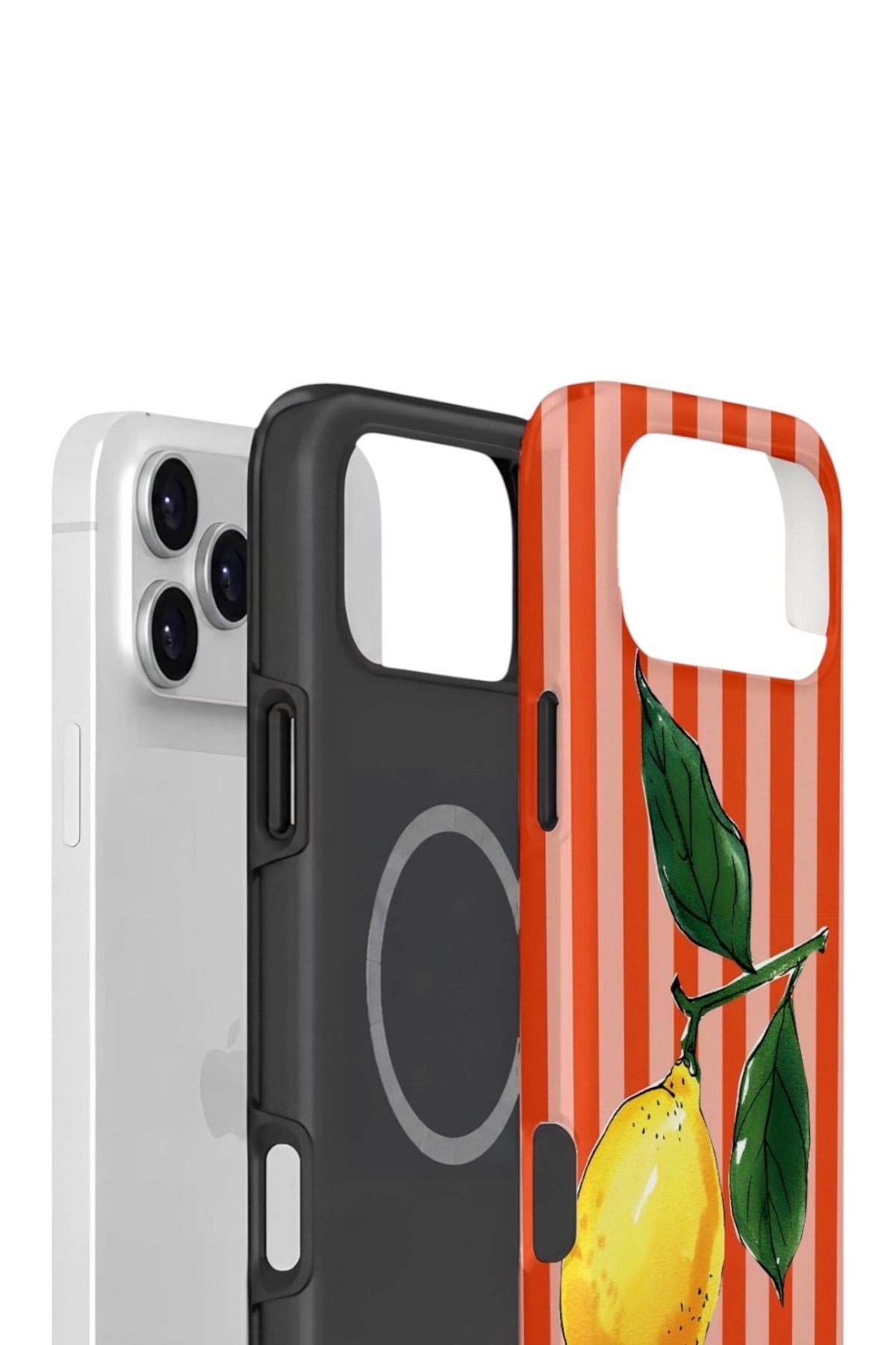 iPhone 17 Pro Vorian Çift Katmanlı MagSafe Kılıf Sicilian Lemon Red Stripe