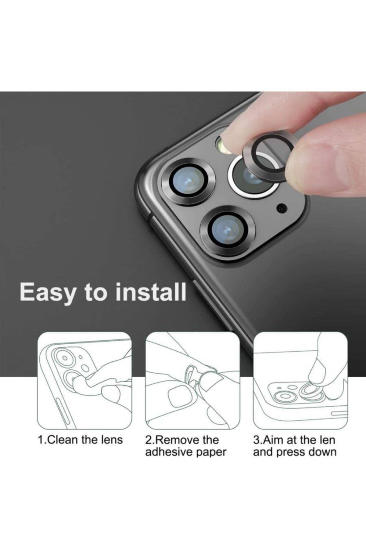 iPhone 11 Pro Metal Kamera Koruyucu Lens Siyah