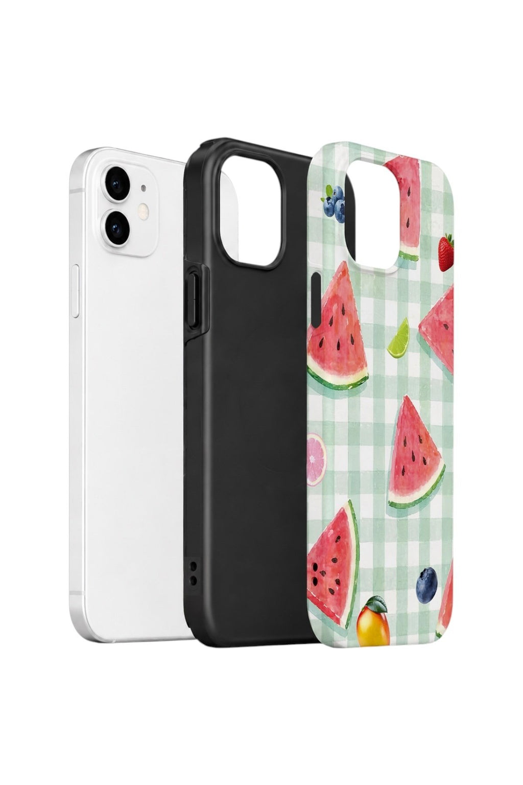 iPhone 12 Vorian Çift Katmanlı Kılıf Watermelon Picnic Gingham