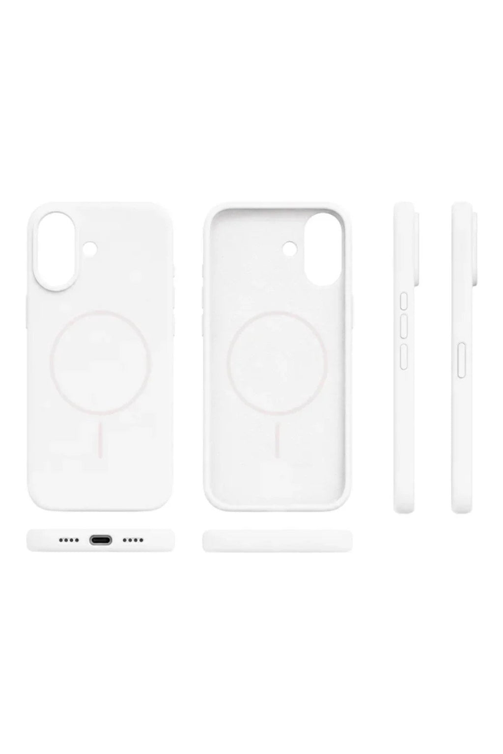 iPhone 16 Mag Core Akıllı MagSafe Animasyonlu Silikon Kılıf Beyaz