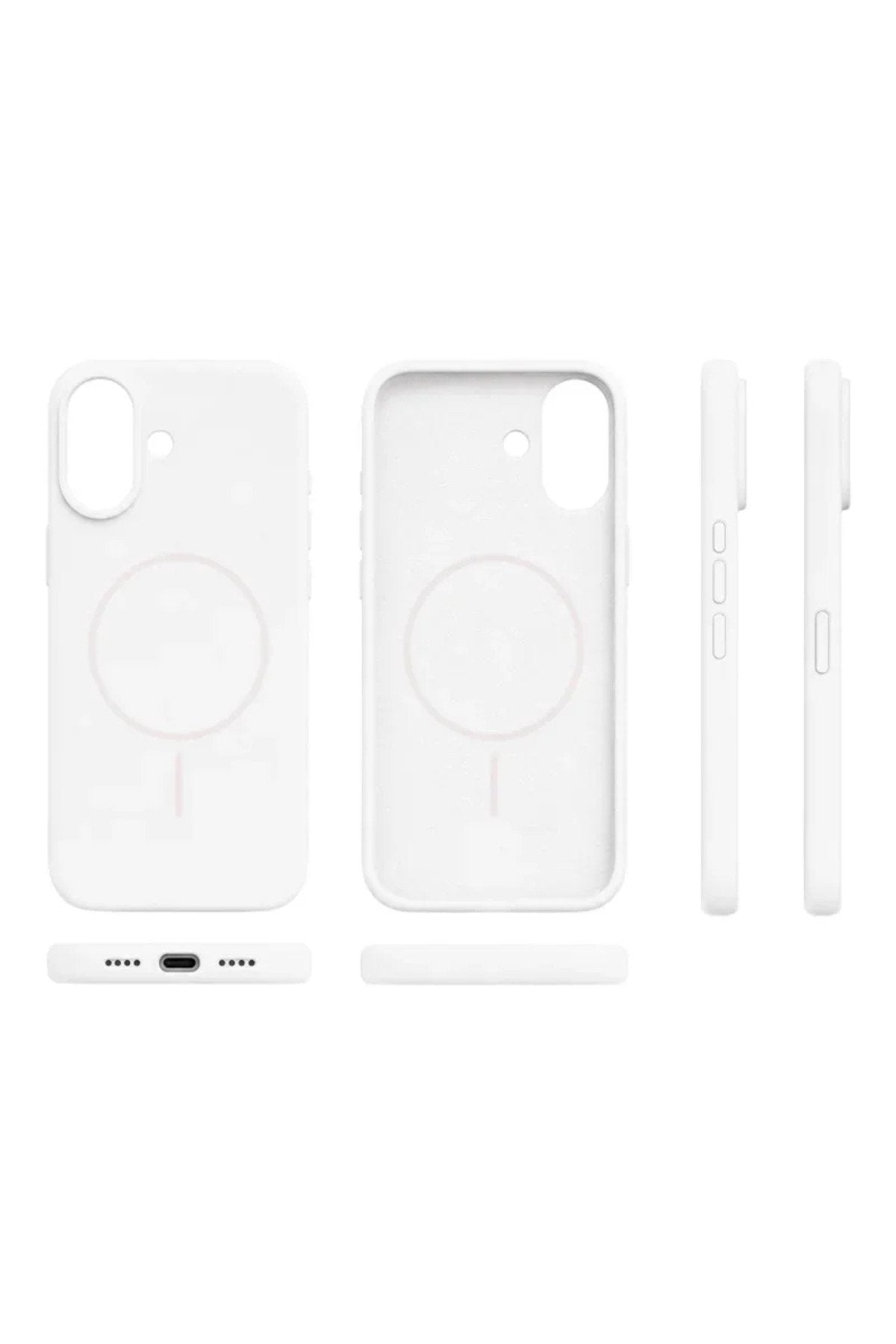 iPhone 16 Mag Core Akıllı MagSafe Animasyonlu Silikon Kılıf Beyaz