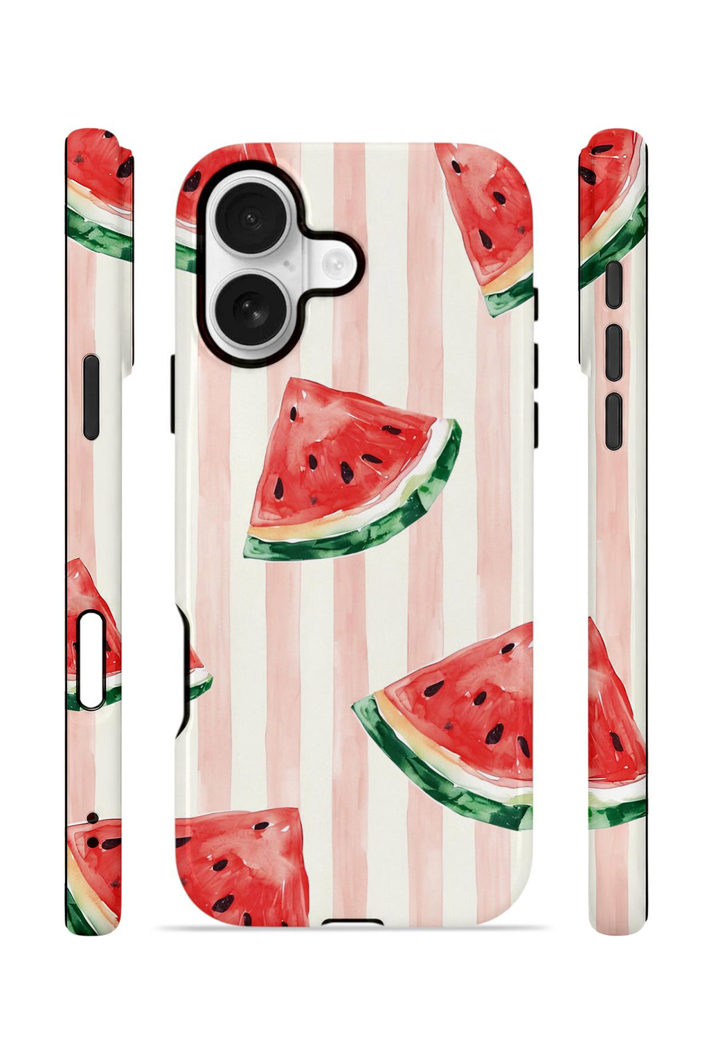 iPhone 16 Plus Vorian Çift Katmanlı MagSafe Kılıf Watermelon Blush Stripe