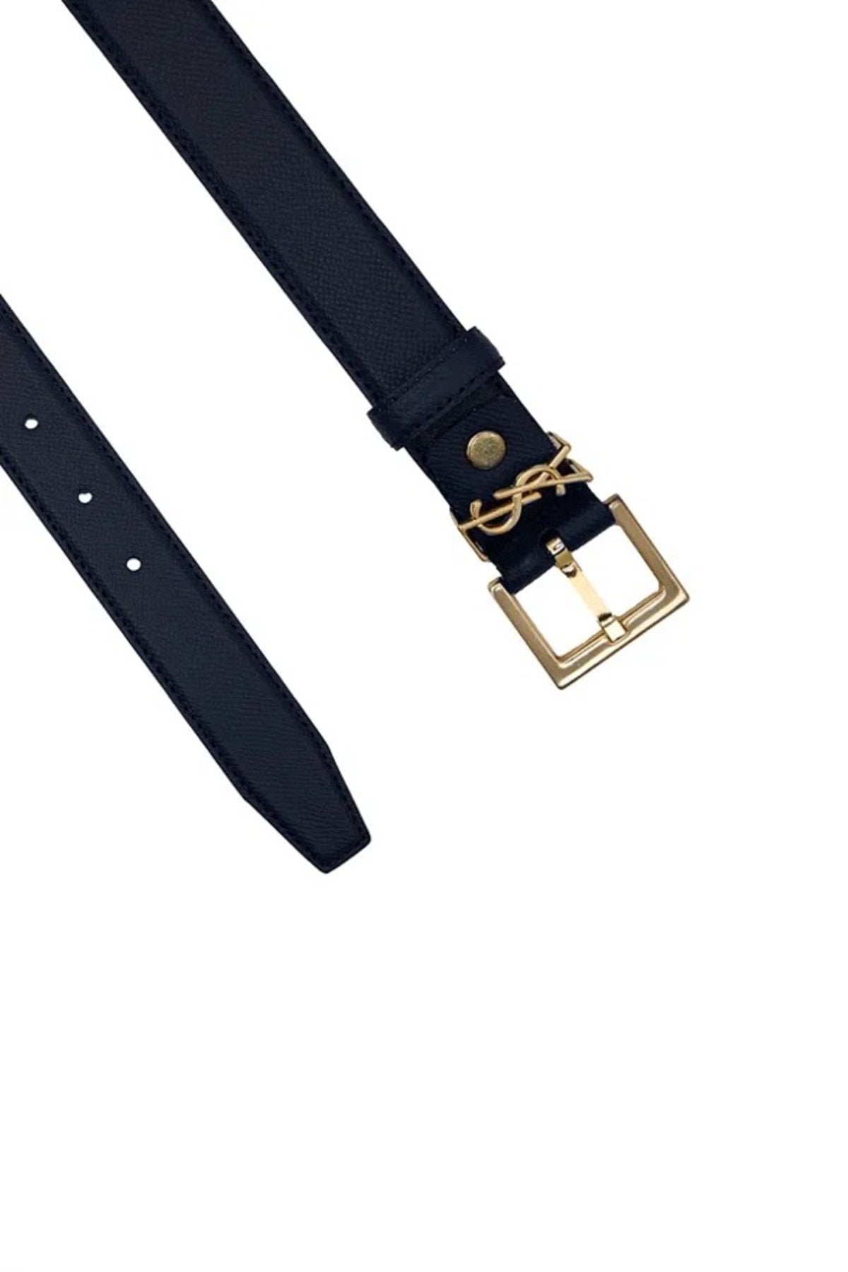 Lacivert Kadın Parlak Gümüş Tokalı Deri Kemer