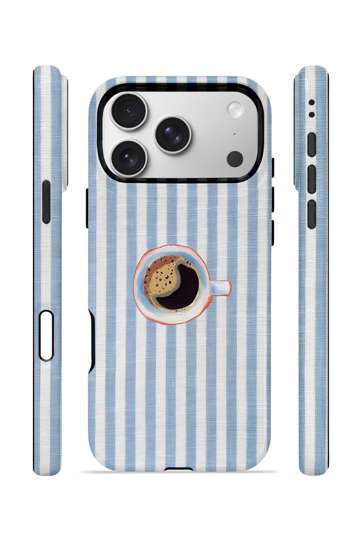 iPhone 17 Pro Max Vorian Çift Katmanlı MagSafe Kılıf Morning Coffee Stripe