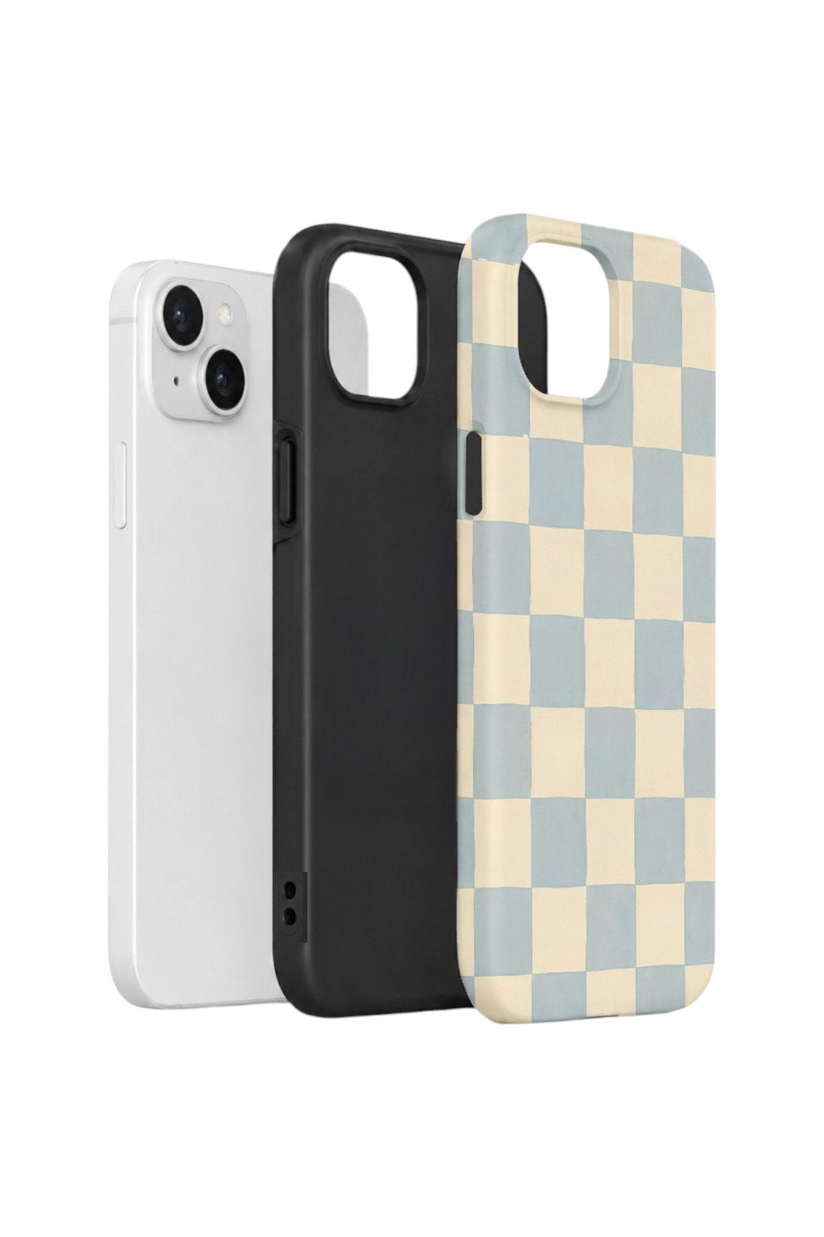iPhone 13 Vorian Çift Katmanlı Kılıf Powder Blue Checker