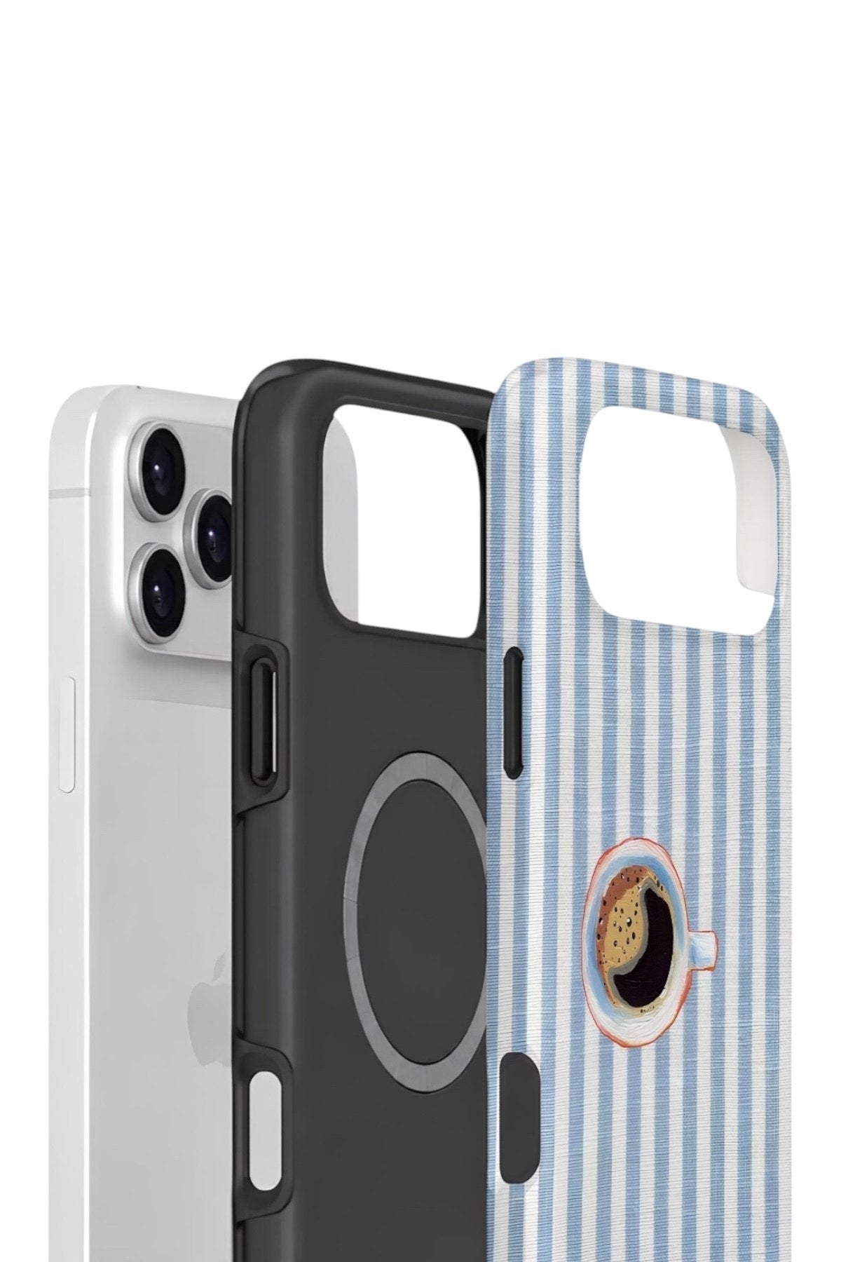iPhone 17 Pro Max Vorian Çift Katmanlı MagSafe Kılıf Morning Coffee Stripe