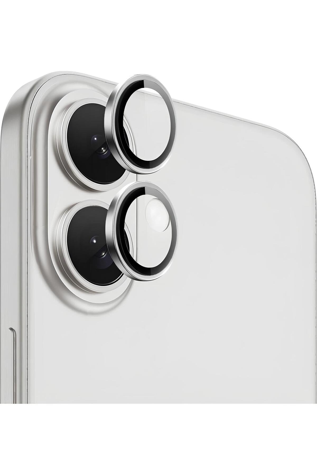 iPhone 16 - 16 Plus Metal Kamera Koruyucu Lens Gümüş