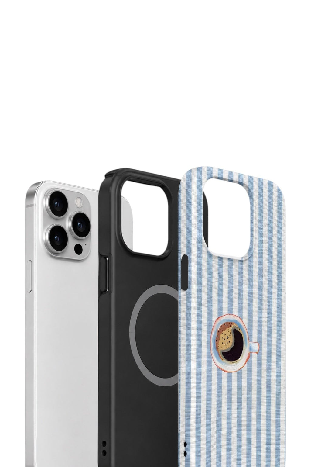 iPhone 13 Pro Vorian Çift Katmanlı MagSafe Kılıf Morning Coffee Stripe