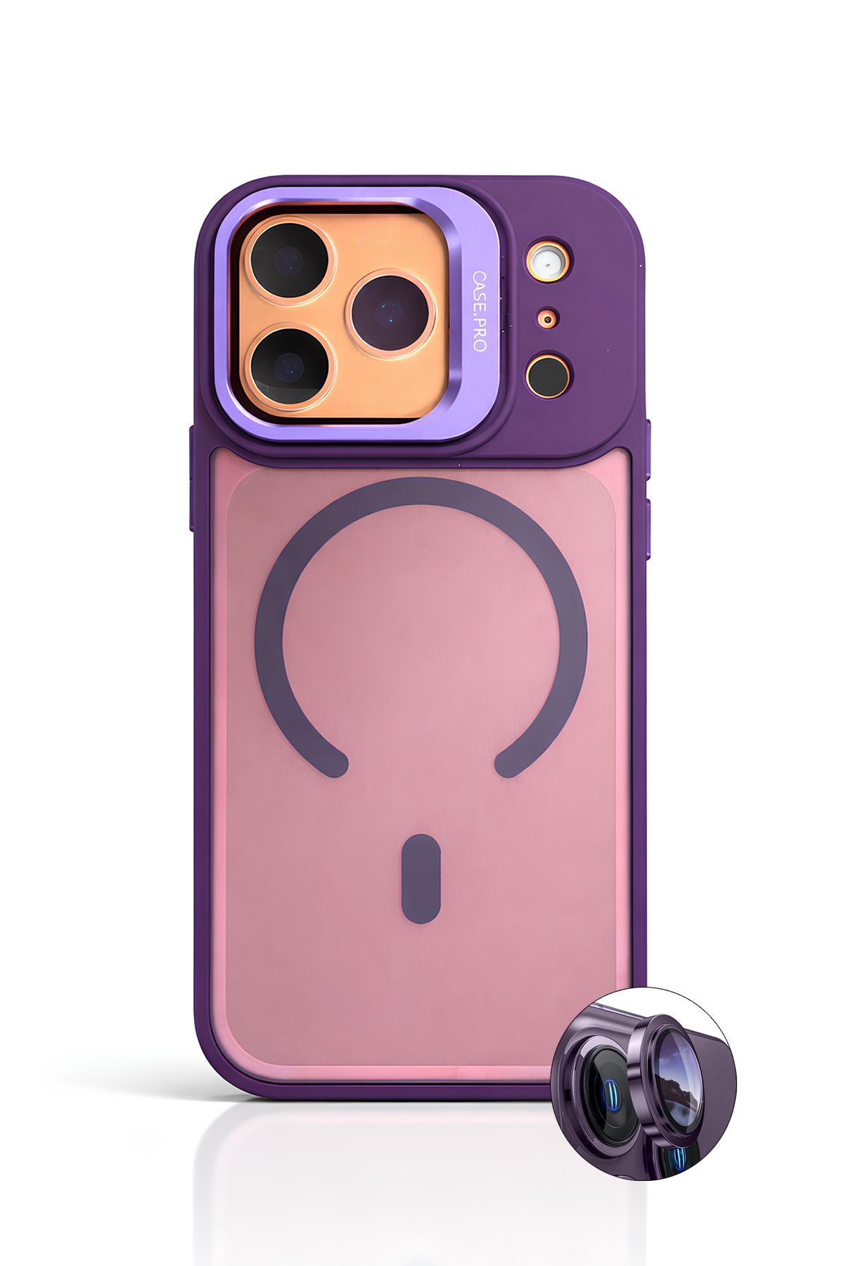 iPhone 17 Pro Max Cyrenn MagSafe Kılıf + Lens Koruyucu Derin Mor