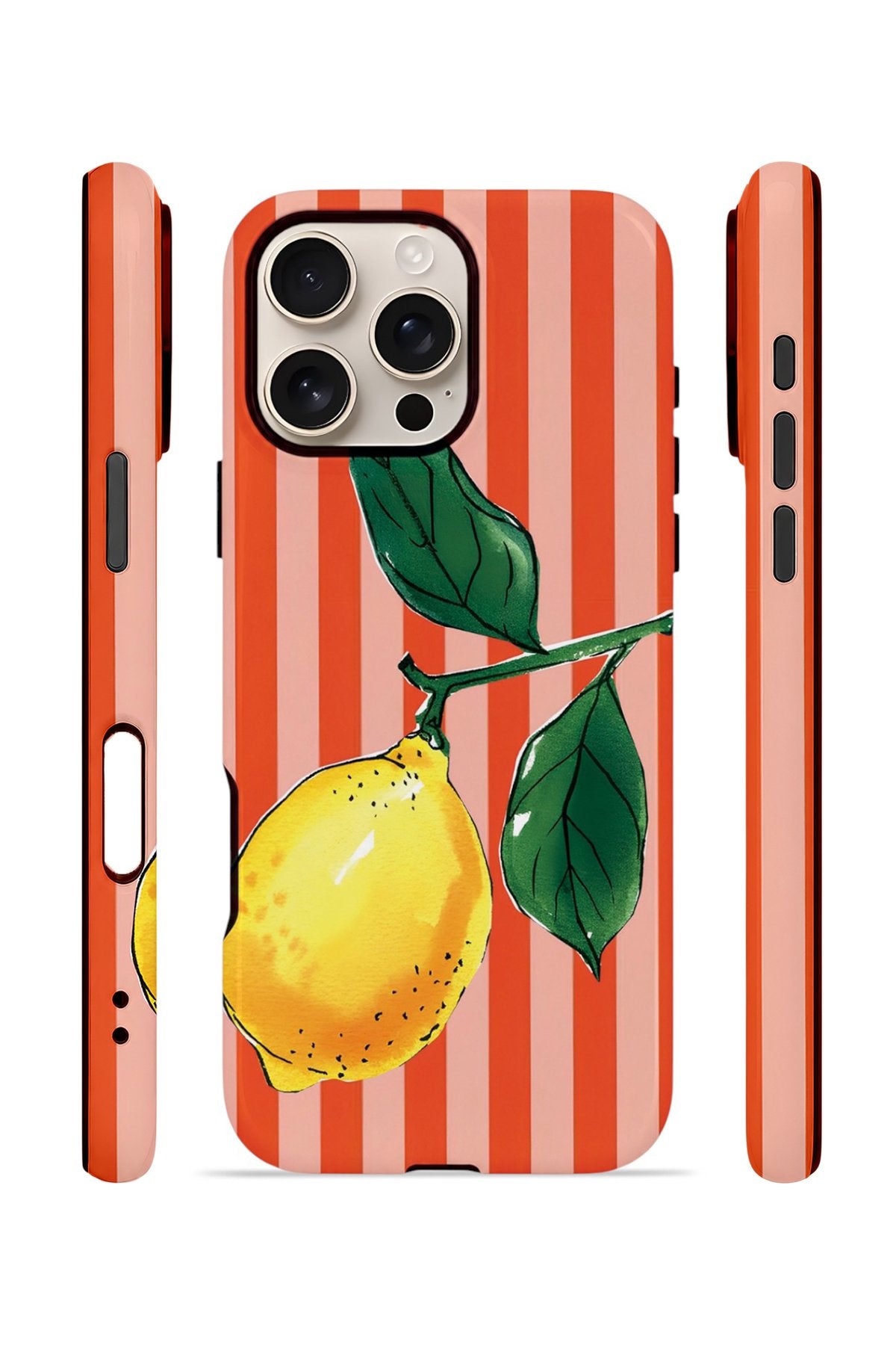 iPhone 16 Pro Max Vorian Çift Katmanlı MagSafe Kılıf Sicilian Lemon Red Stripe