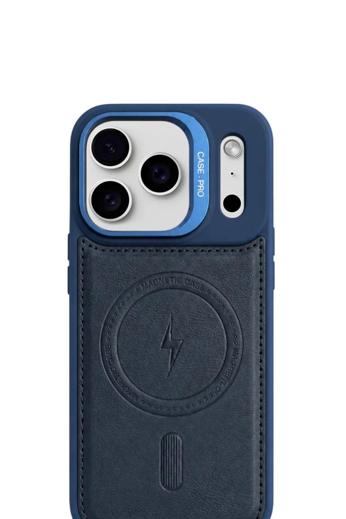 iPhone 17 Pro Max GripStand MagSafe Deri Kılıf Lacivert