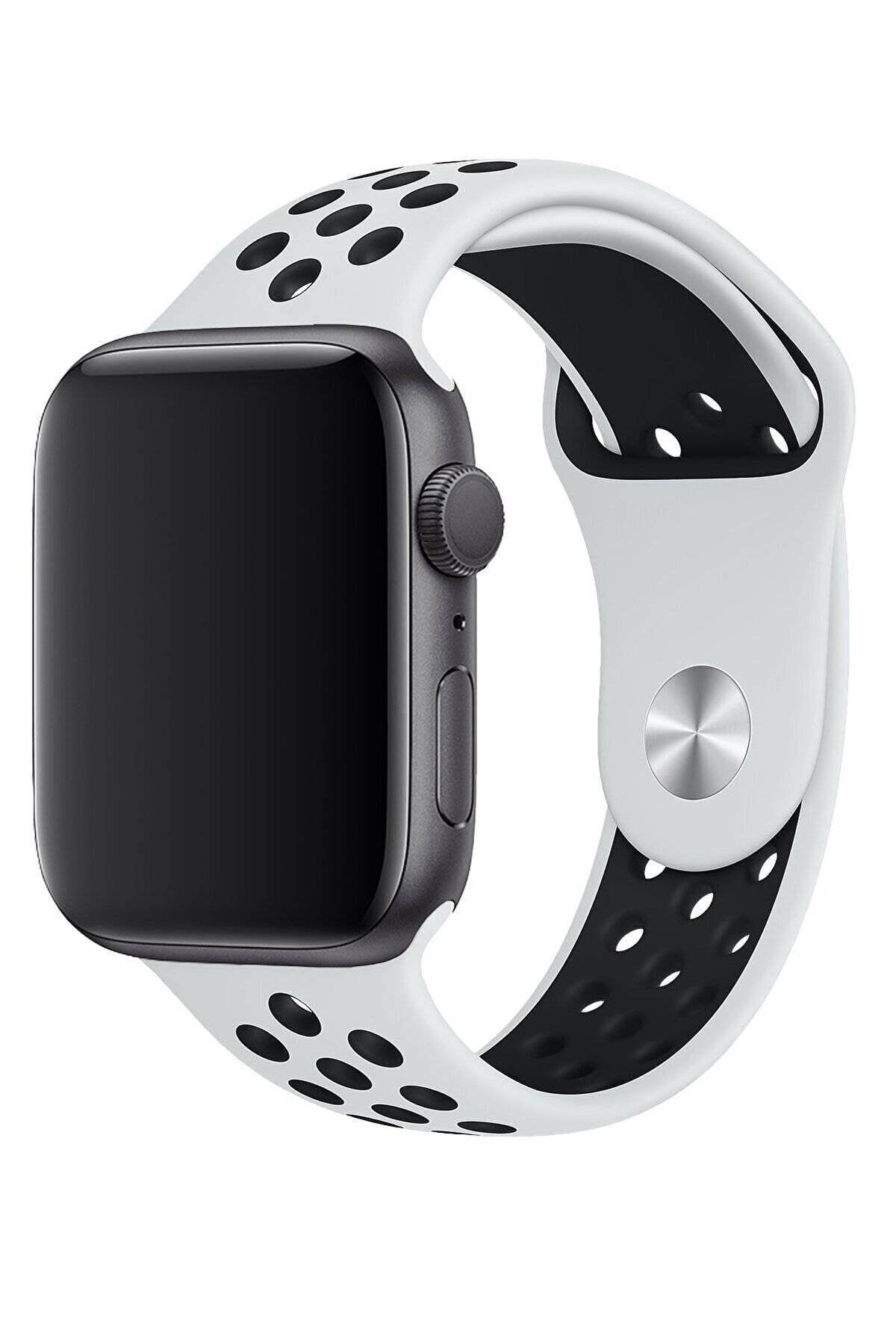 Apple Watch Series Fileli Kordon Beyaz-Siyah
