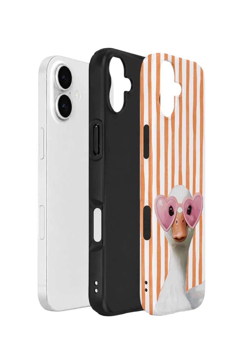 iPhone 16 Vorian Çift Katmanlı Kılıf Heart Glasses Goose