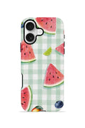 iPhone 16 Plus Vorian Çift Katmanlı Kılıf Watermelon Picnic Gingham