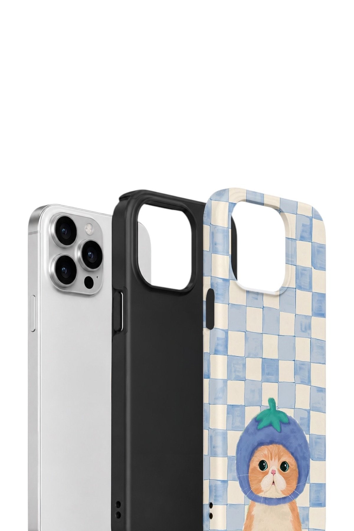 iPhone 12 Pro Max Vorian Çift Katmanlı Kılıf Blueberry Cat Check