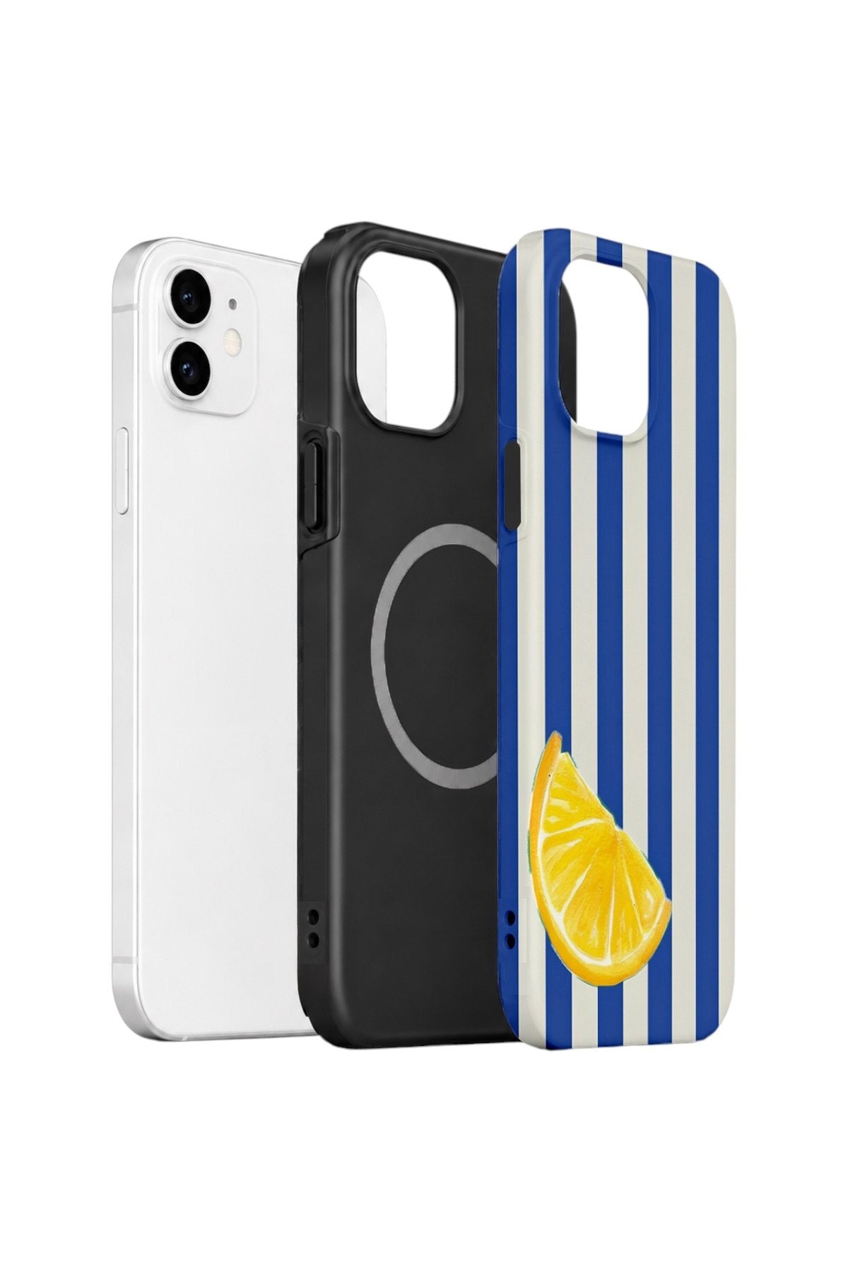 iPhone 12 Vorian Çift Katmanlı MagSafe Kılıf Lemon Coast Stripe