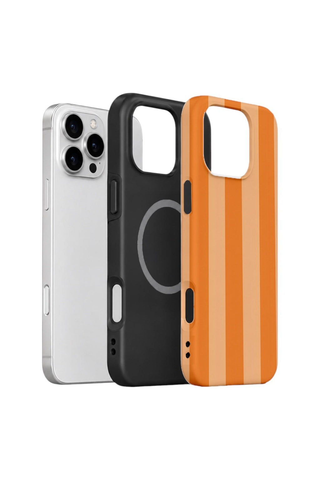 iPhone 16 Pro Vorian Çift Katmanlı MagSafe Kılıf Orange Cream Stripe