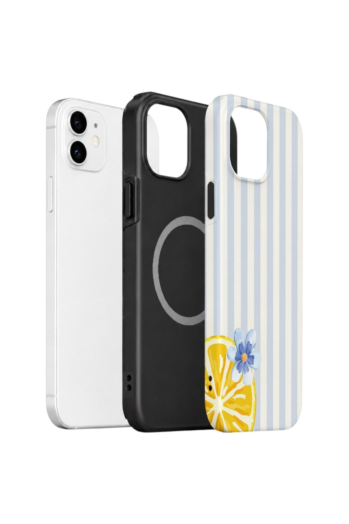 iPhone 12 Vorian Çift Katmanlı MagSafe Kılıf Blue Lemon Blossom