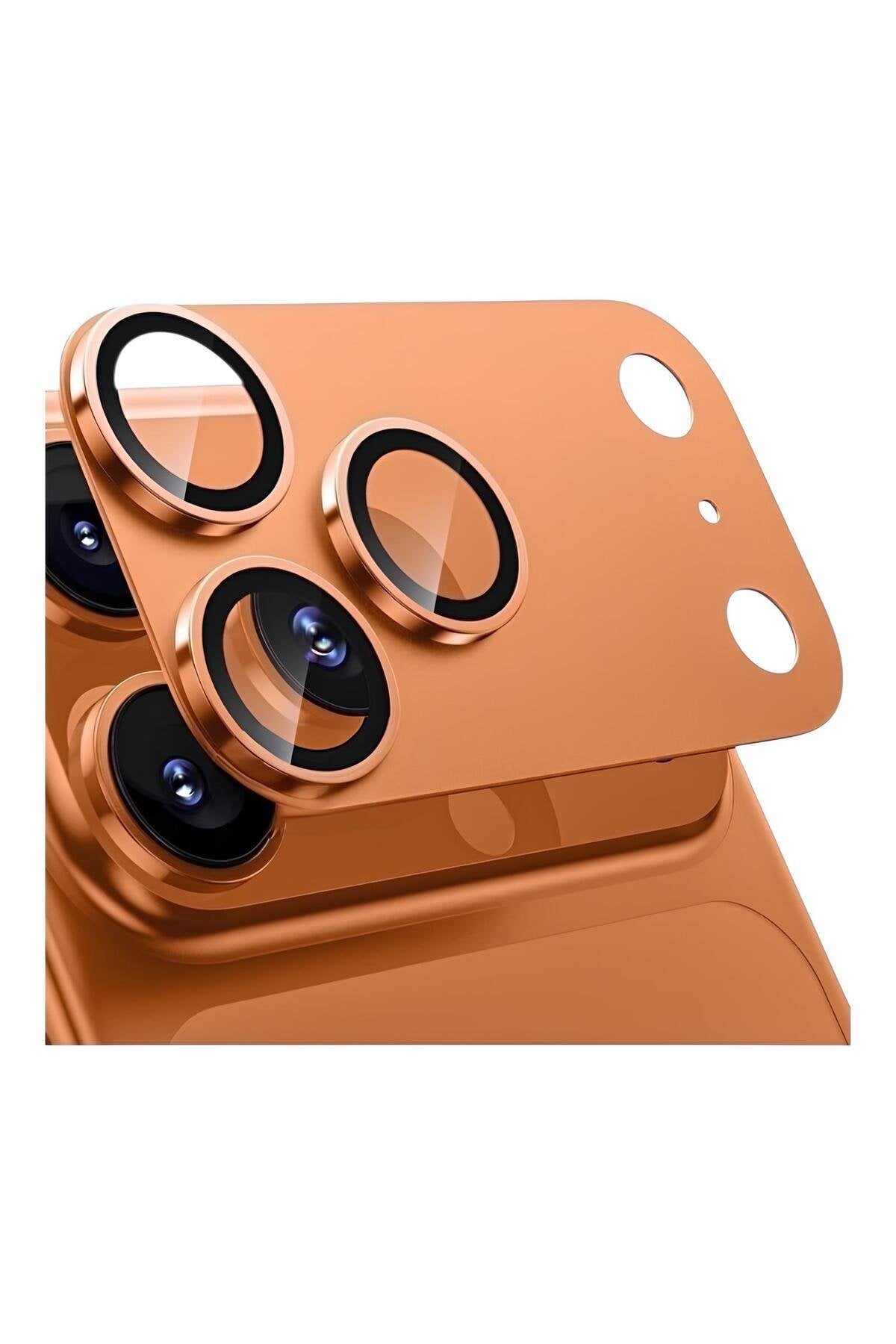 iPhone 17 Pro Max Premium Tam Kaplama Lens Koruma Turuncu