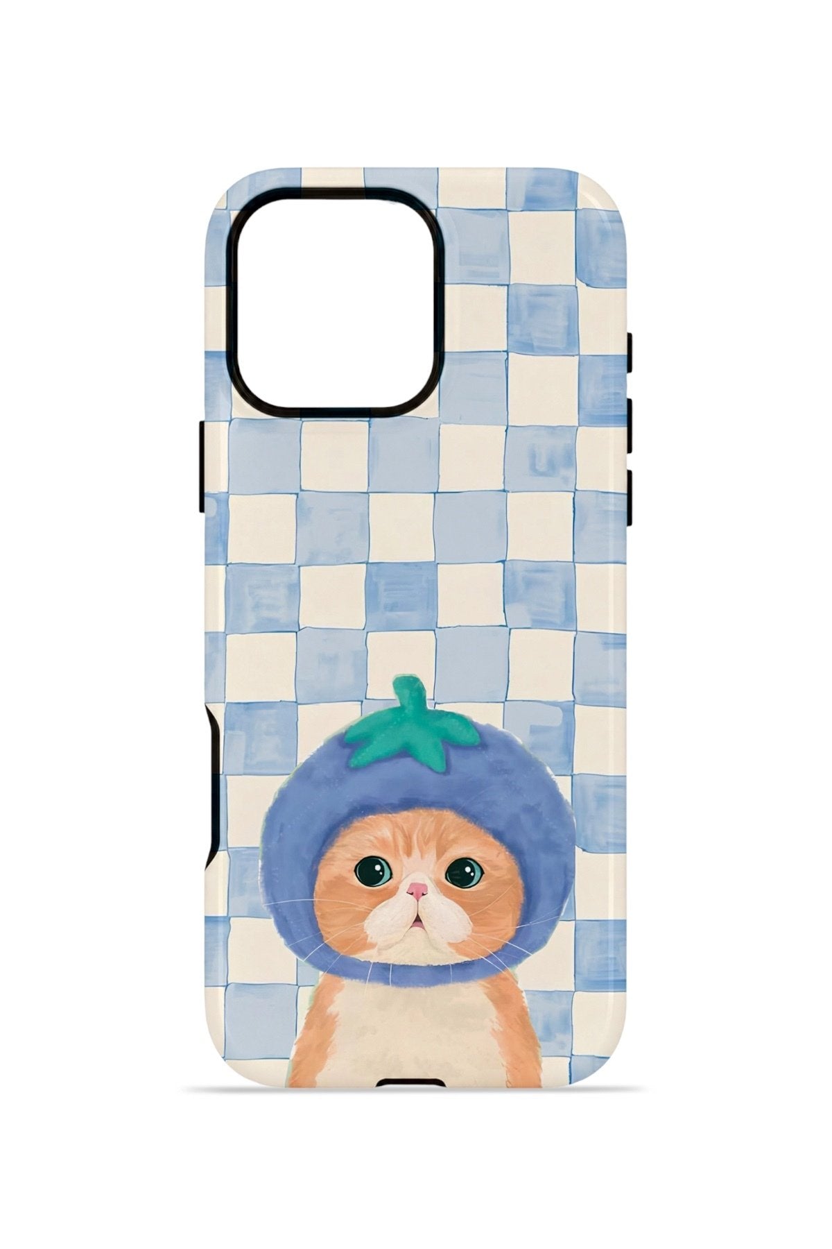 iPhone 16 Pro Max Vorian Çift Katmanlı Kılıf Blueberry Cat Check