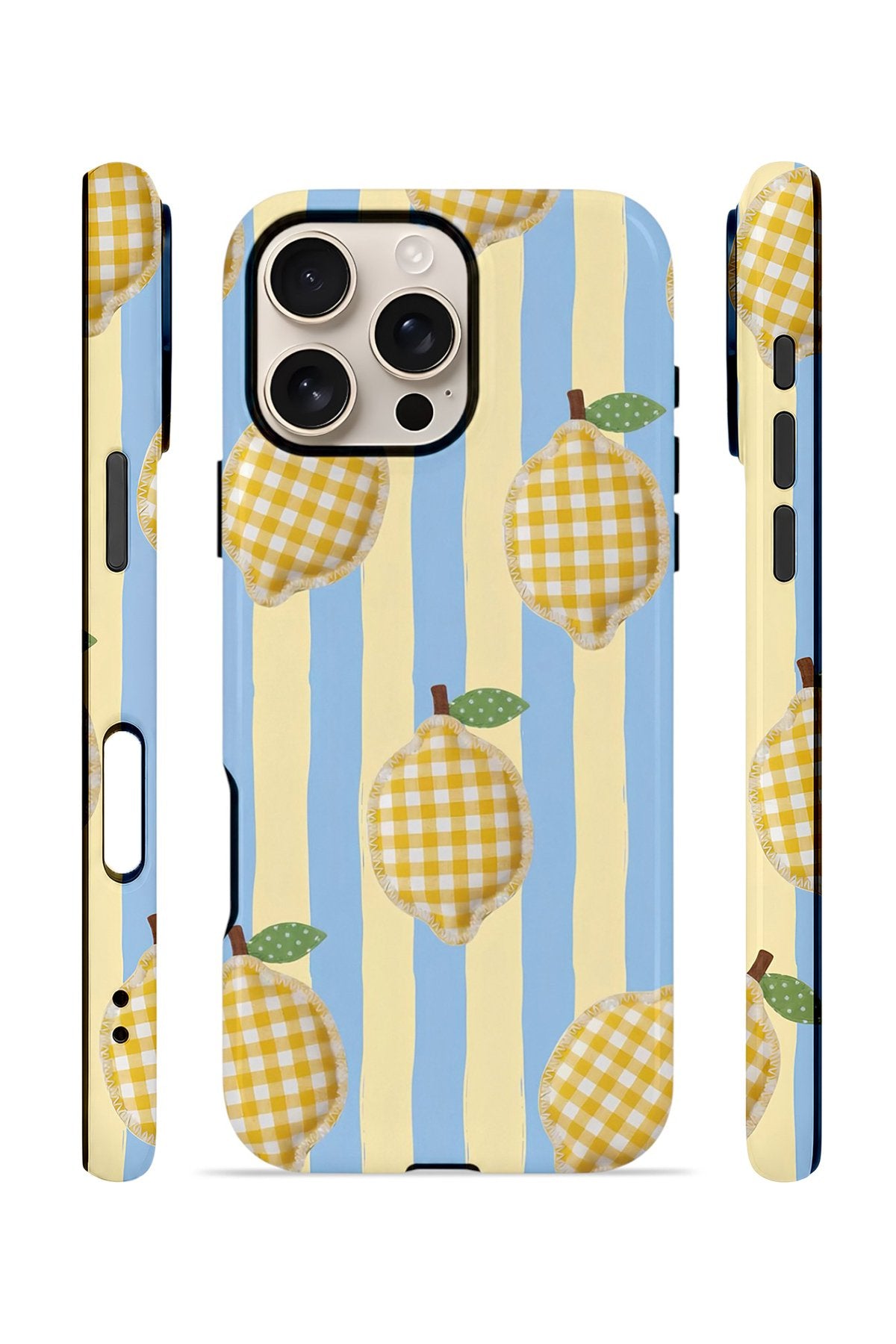iPhone 16 Pro Max Vorian Çift Katmanlı Kılıf Gingham Lemon Grove