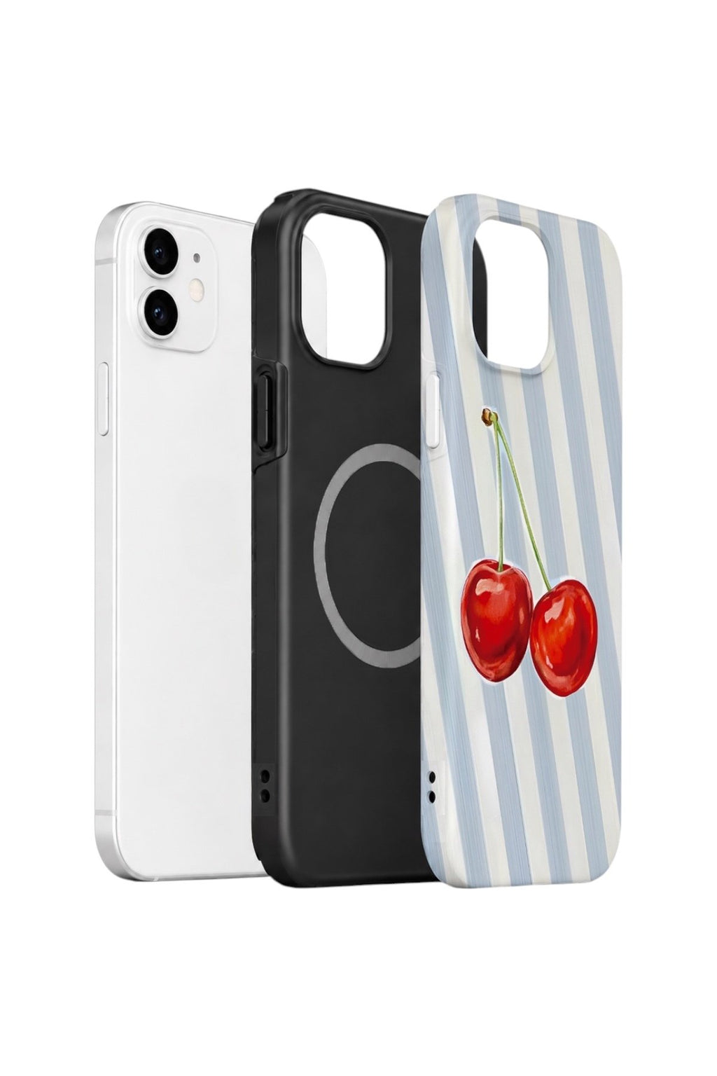 iPhone 11 Vorian Çift Katmanlı MagSafe Kılıf Cherry Blue Stripe