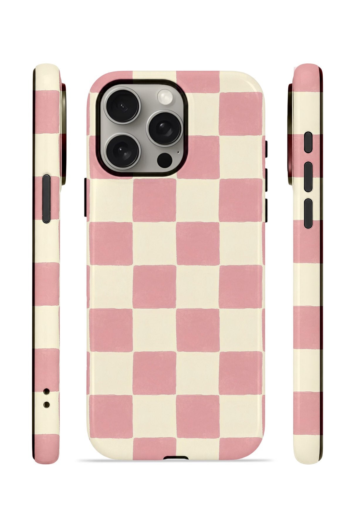 iPhone 15 Pro Vorian Çift Katmanlı MagSafe Kılıf Blush Checker