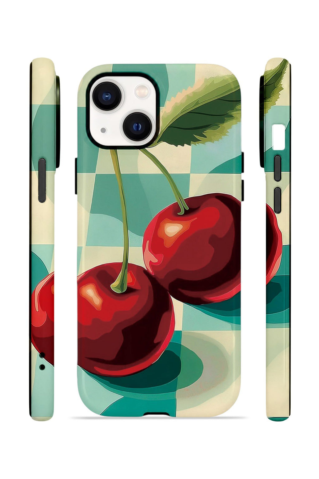 iPhone 14 Vorian Çift Katmanlı MagSafe Kılıf Retro Cherry Pop