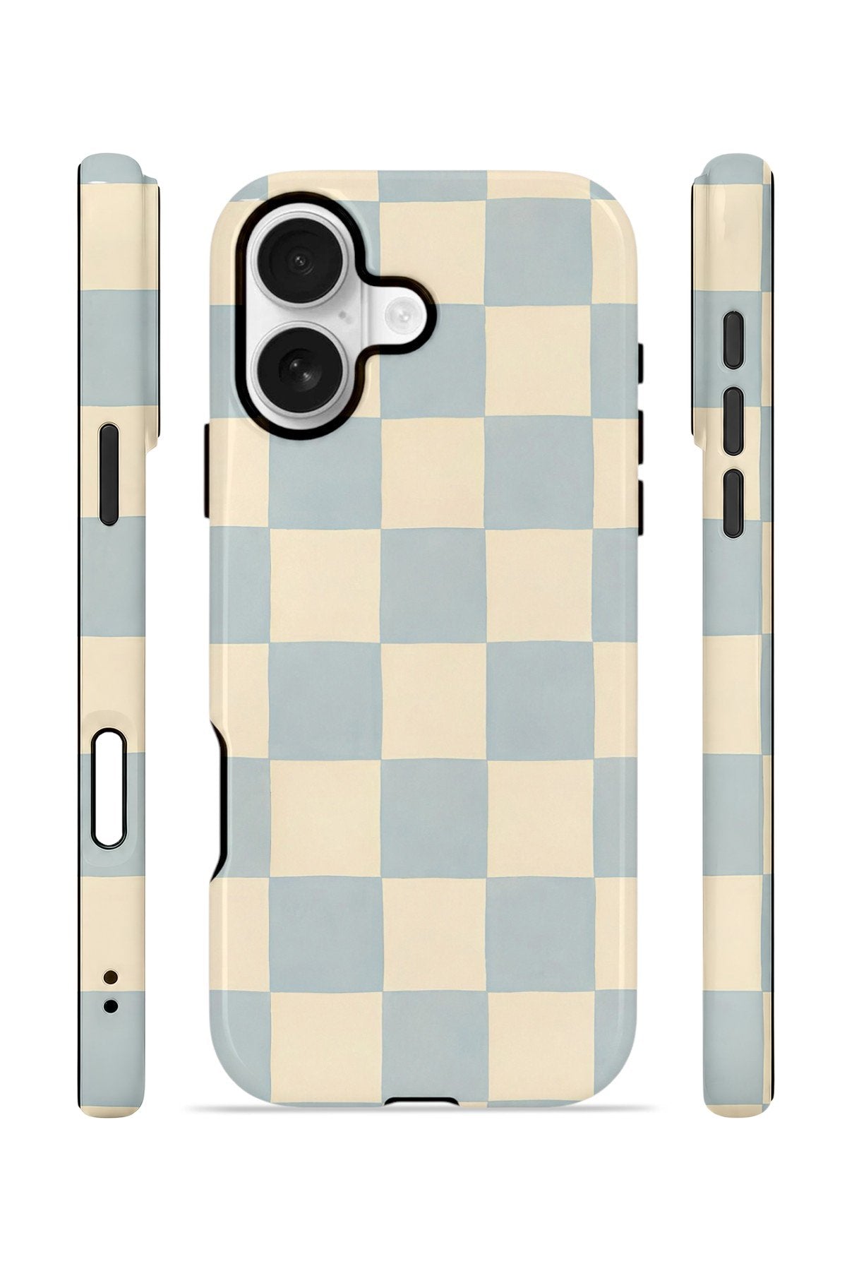 iPhone 16 Plus Vorian Çift Katmanlı Kılıf Powder Blue Checker