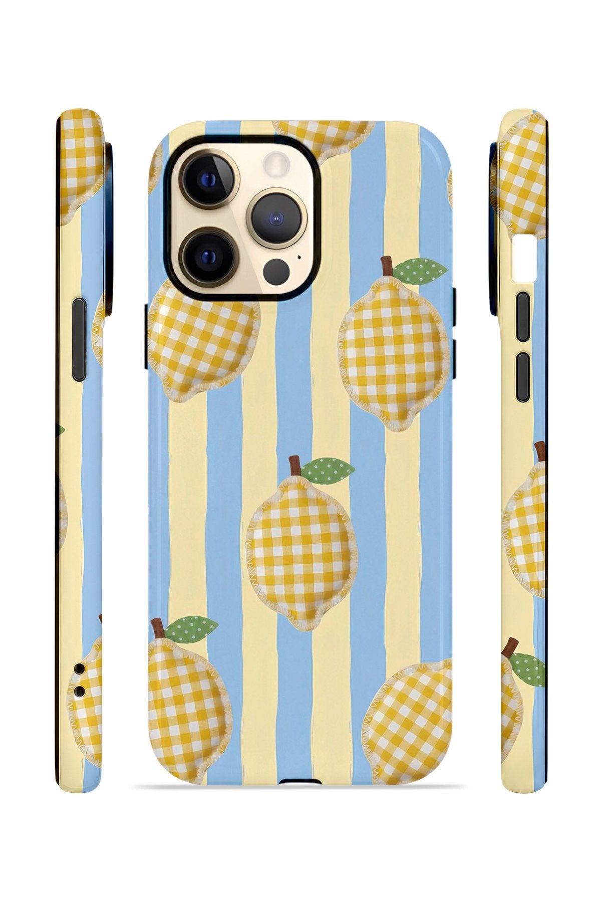 iPhone 14 Pro Max Vorian Çift Katmanlı MagSafe Kılıf Gingham Lemon Grove