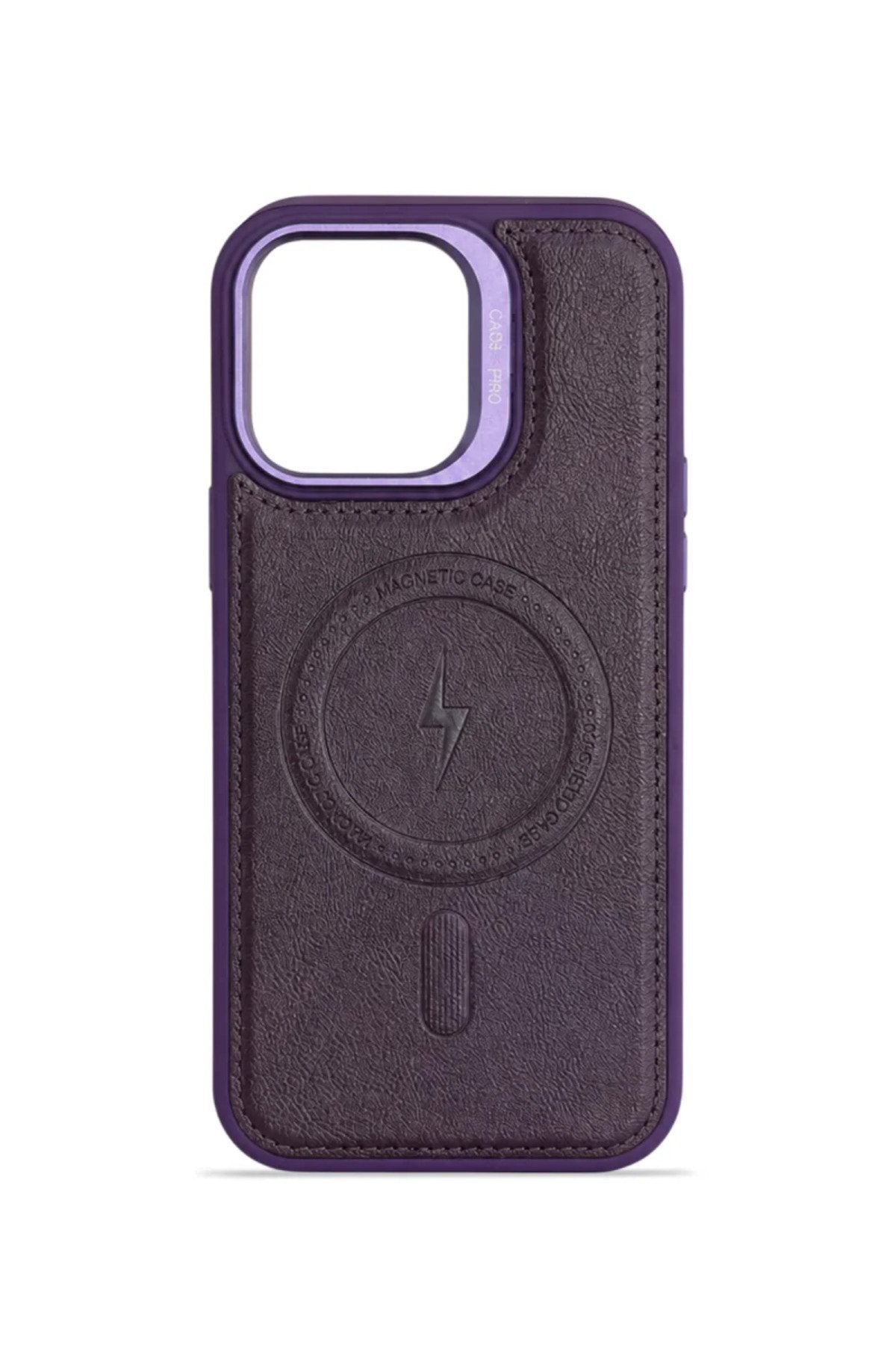 iPhone 11 GripStand MagSafe Deri Kılıf Mor