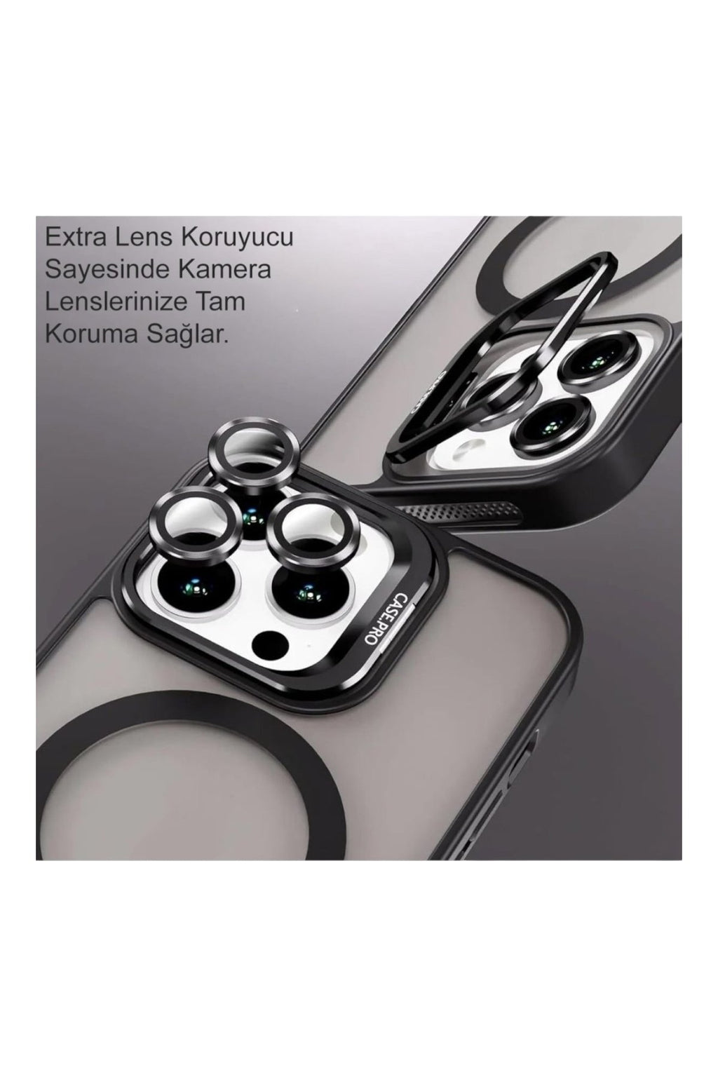 iPhone 12 Pro Max 6.7" Cyrenn MagSafe Kılıf + Lens Koruyucu Enerji Turuncusu