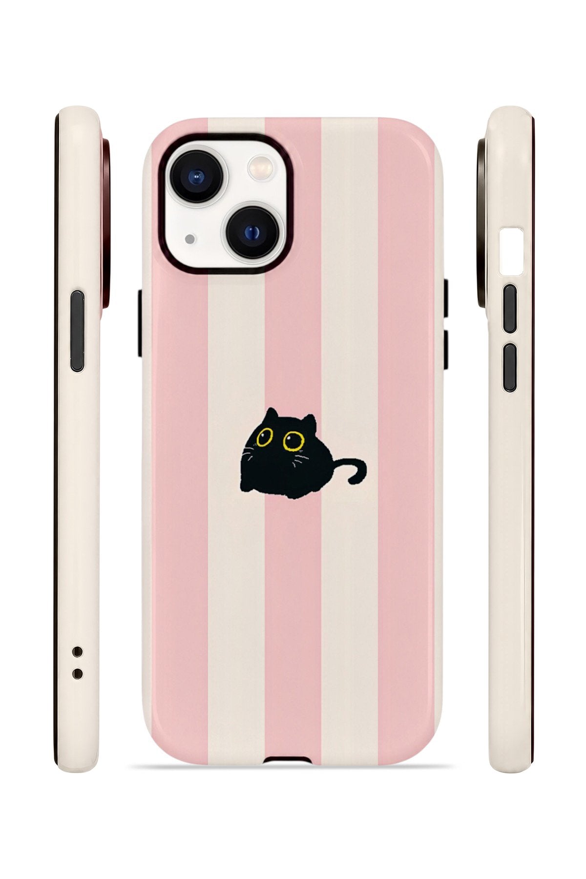 iPhone 15 Vorian Çift Katmanlı Kılıf Midnight Cat Stripe