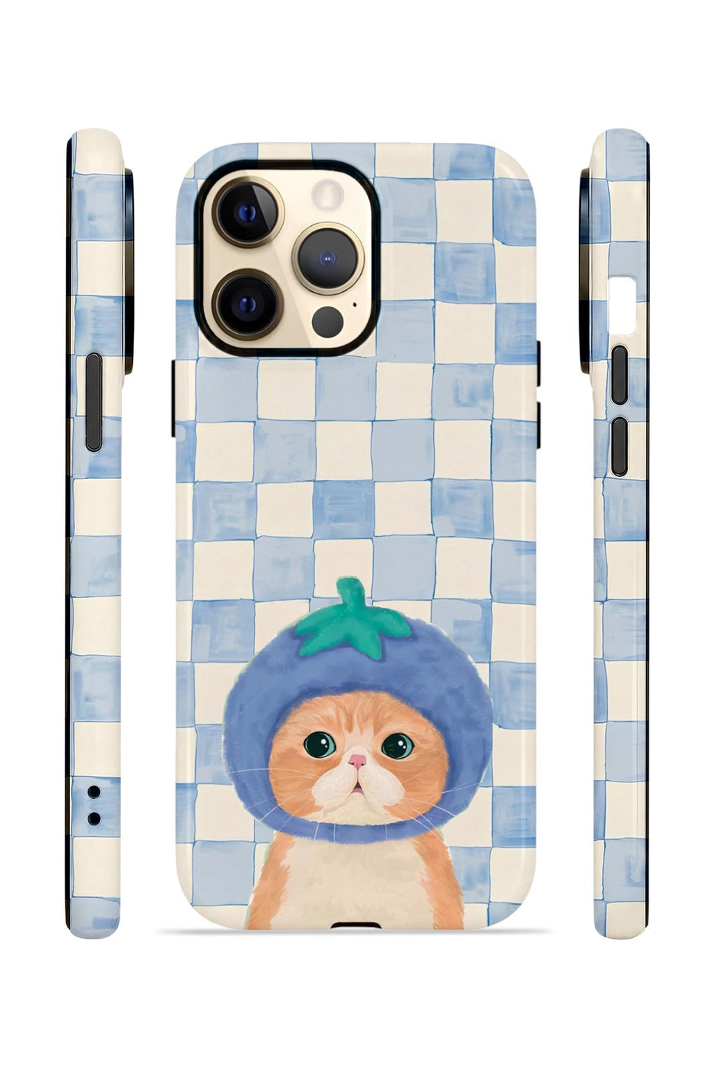 iPhone 12 Pro Max Vorian Çift Katmanlı Kılıf Blueberry Cat Check