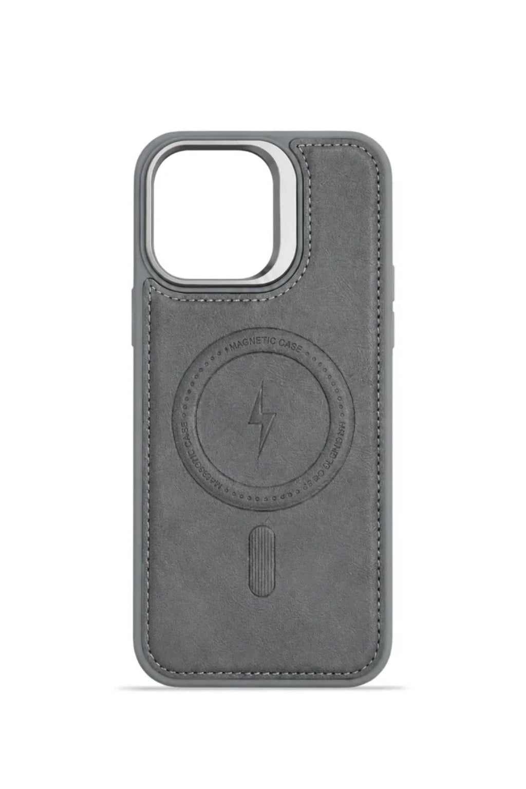 iPhone 14 Pro GripStand MagSafe Deri Kılıf Gri