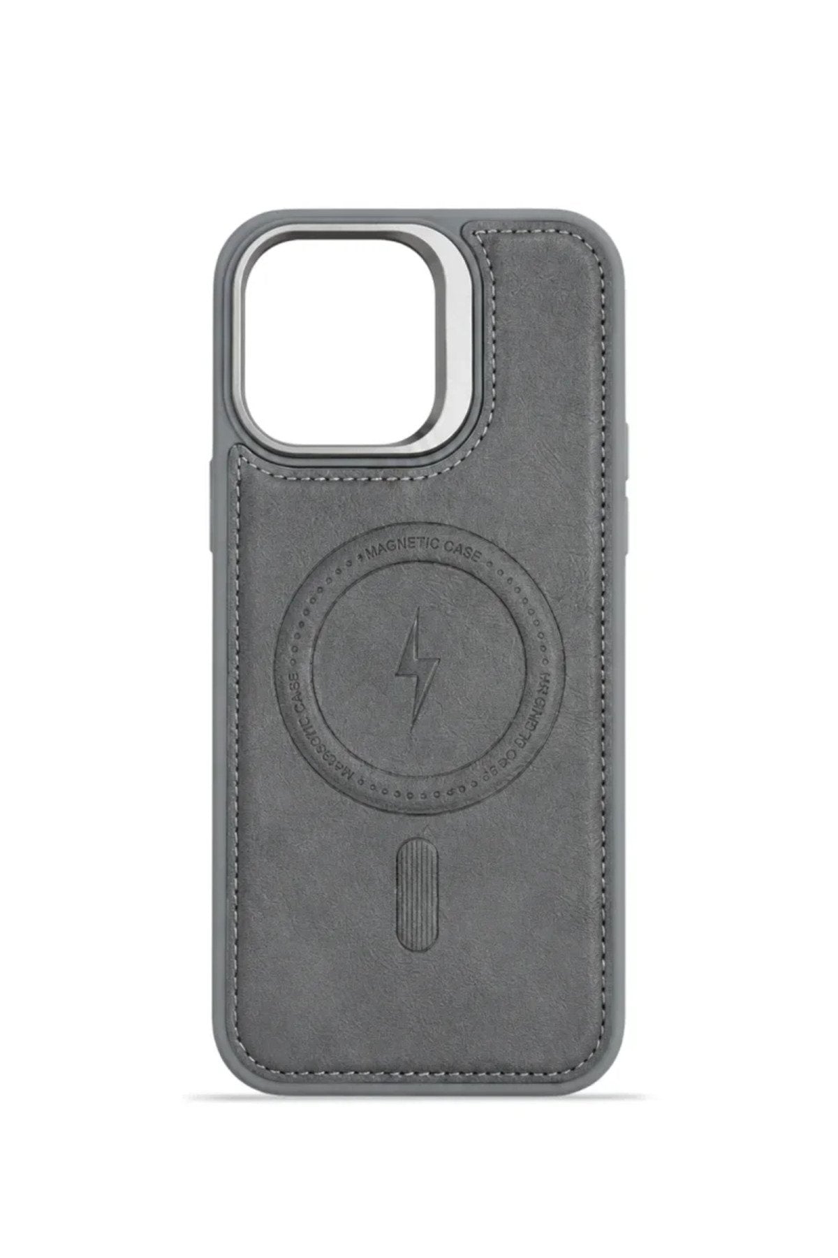 iPhone 14 Pro GripStand MagSafe Deri Kılıf Gri