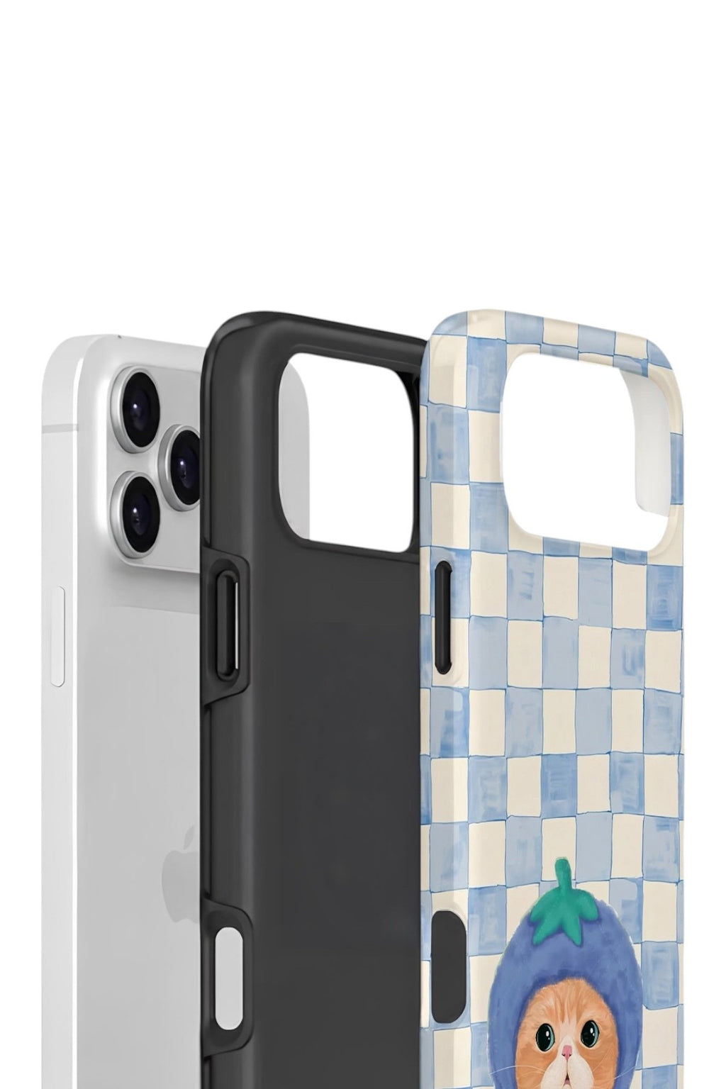 iPhone 17 Pro Vorian Çift Katmanlı Kılıf Blueberry Cat Check