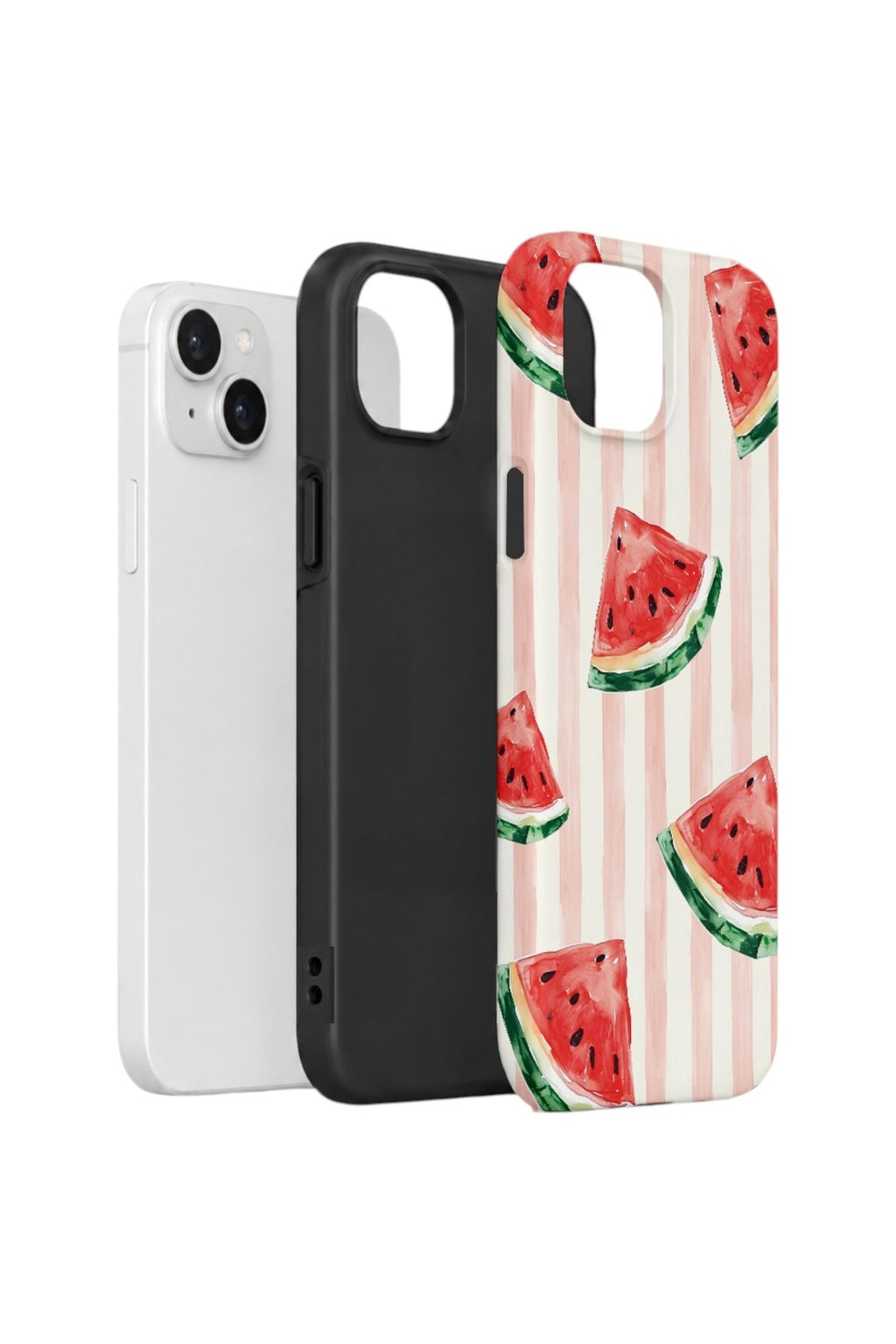 iPhone 14 Vorian Çift Katmanlı Kılıf Watermelon Blush Stripe